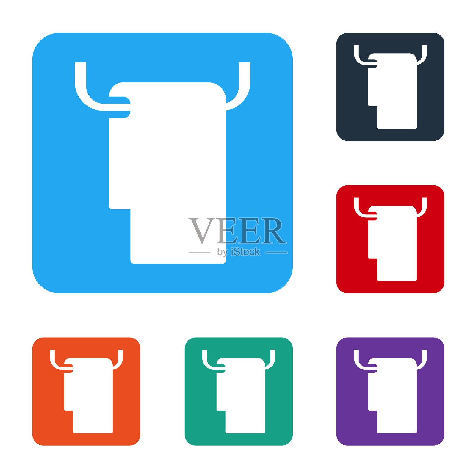 白色毛巾在衣架上图标孤立在白色图标素材