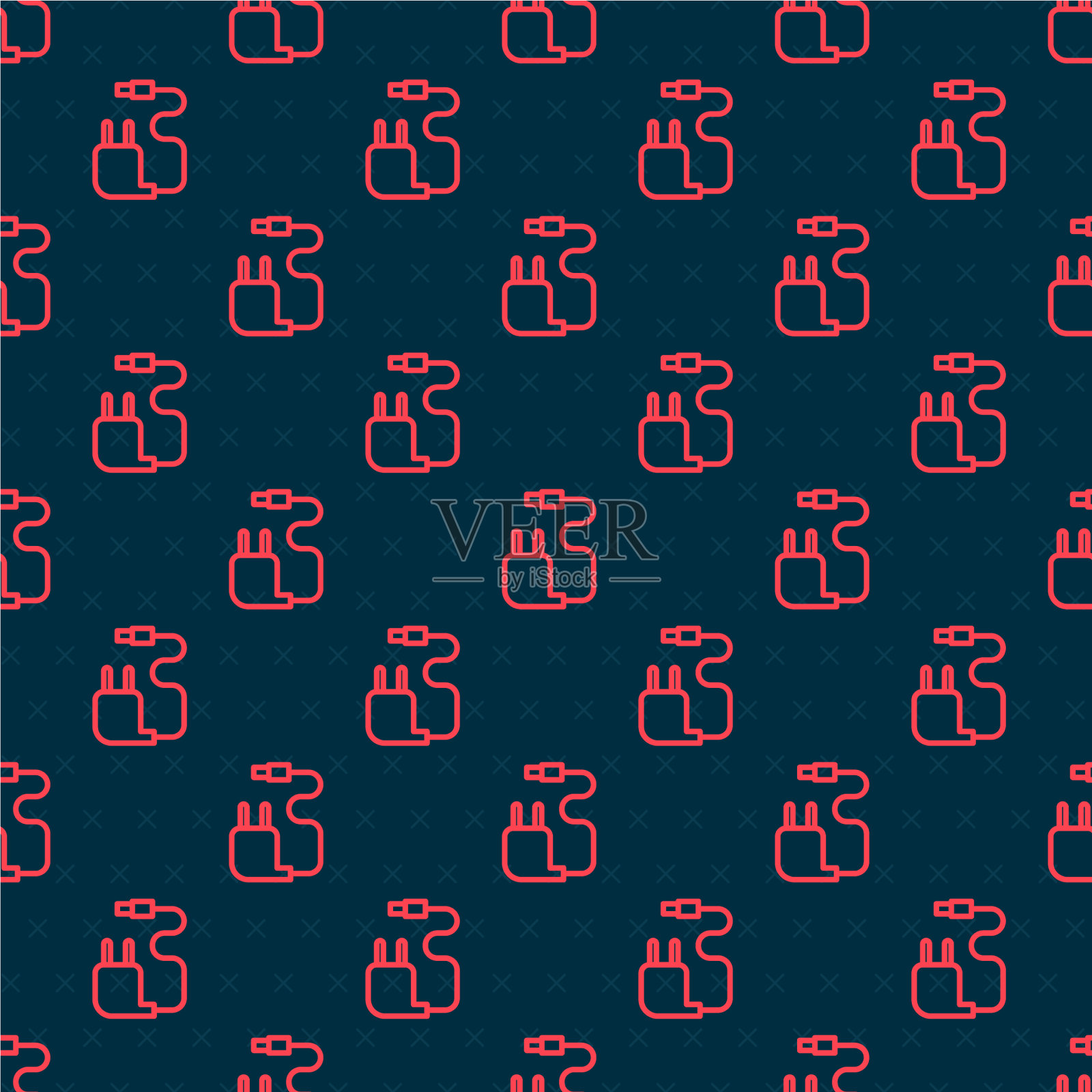 红色线充电器图标隔离无缝模式上插画图片素材