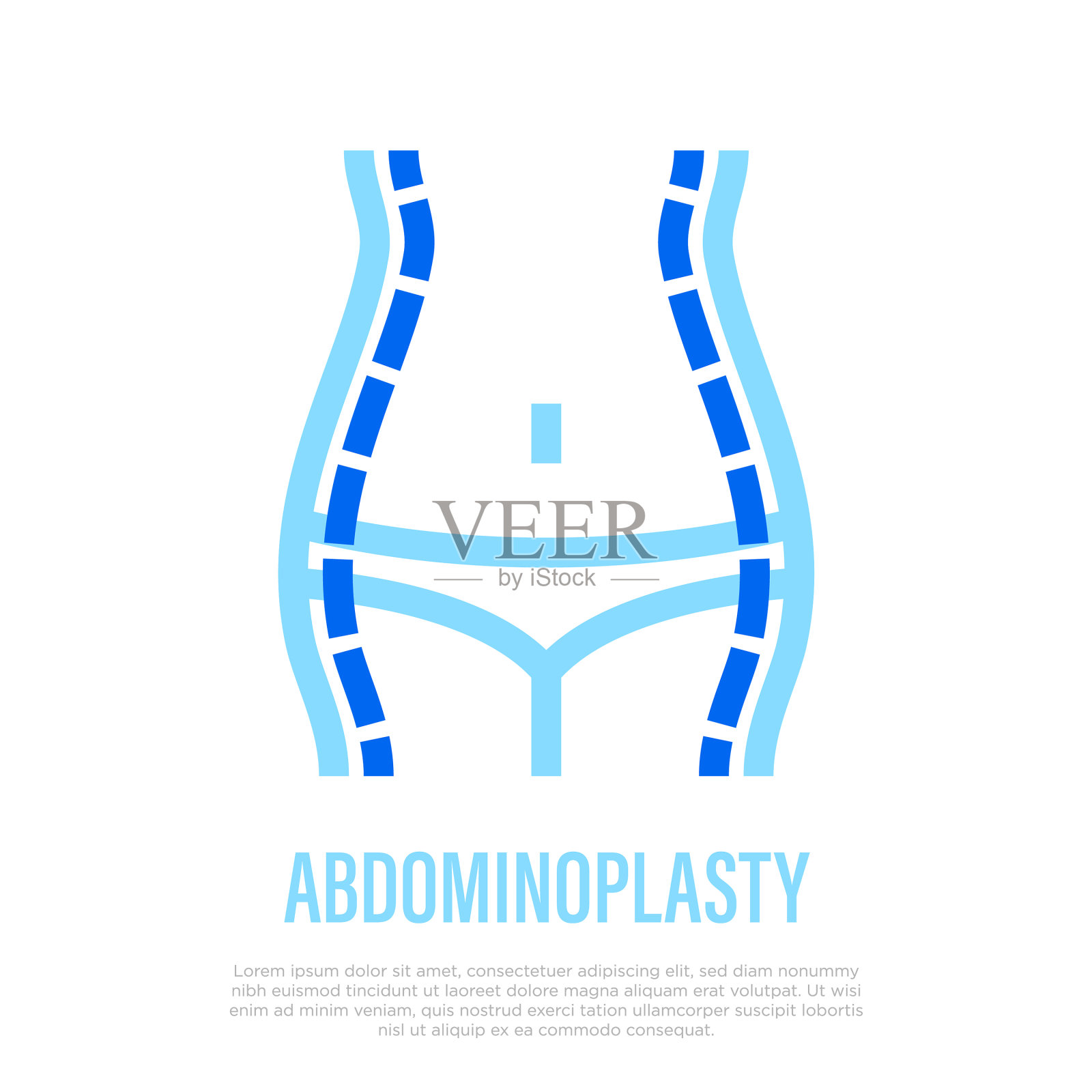 腹部成形术细线图标身体矫正插画图片素材