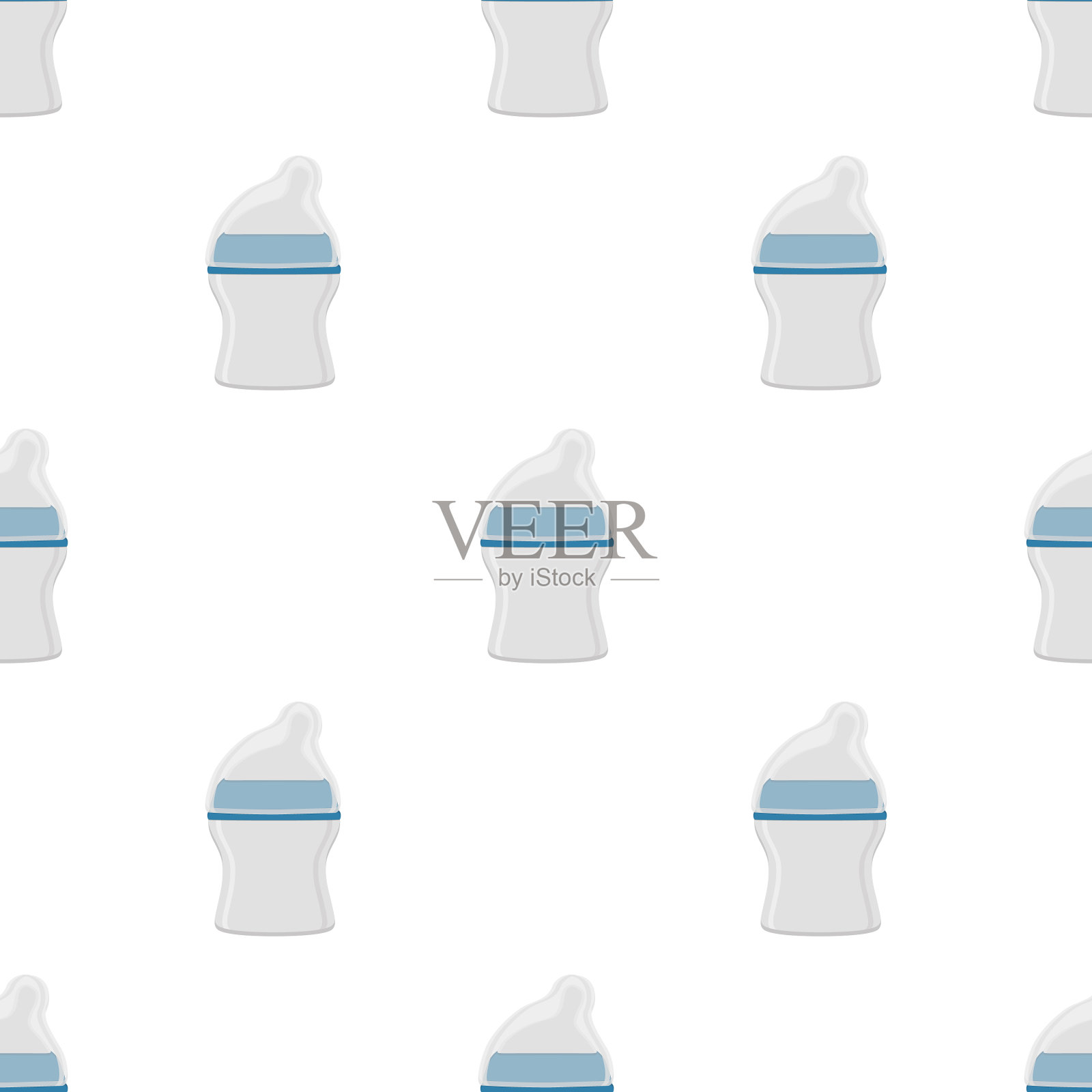 Kit bamilk透明瓶和橡胶奶嘴插画图片素材