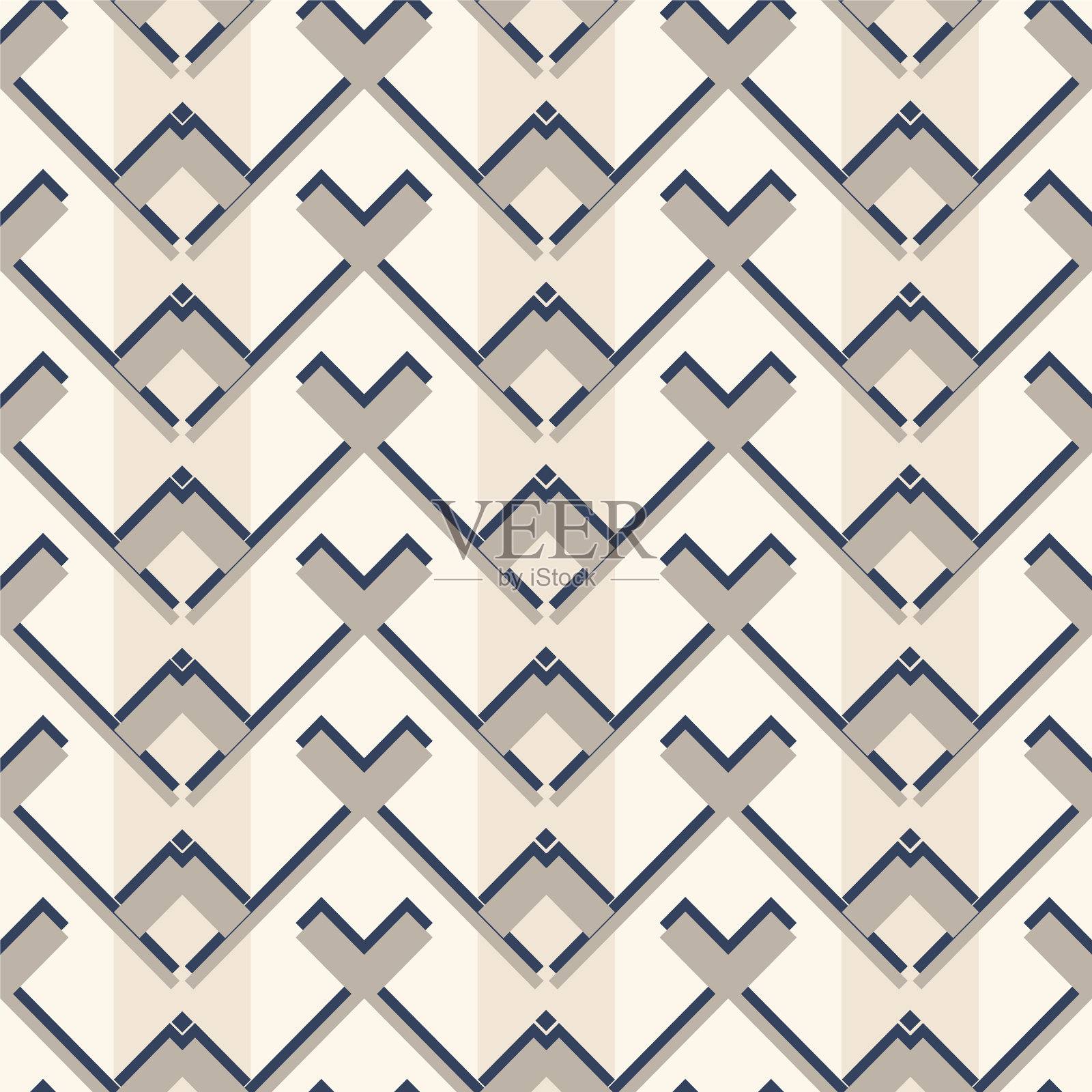 地理抽象雪佛龙米色象牙海军广场插画图片素材