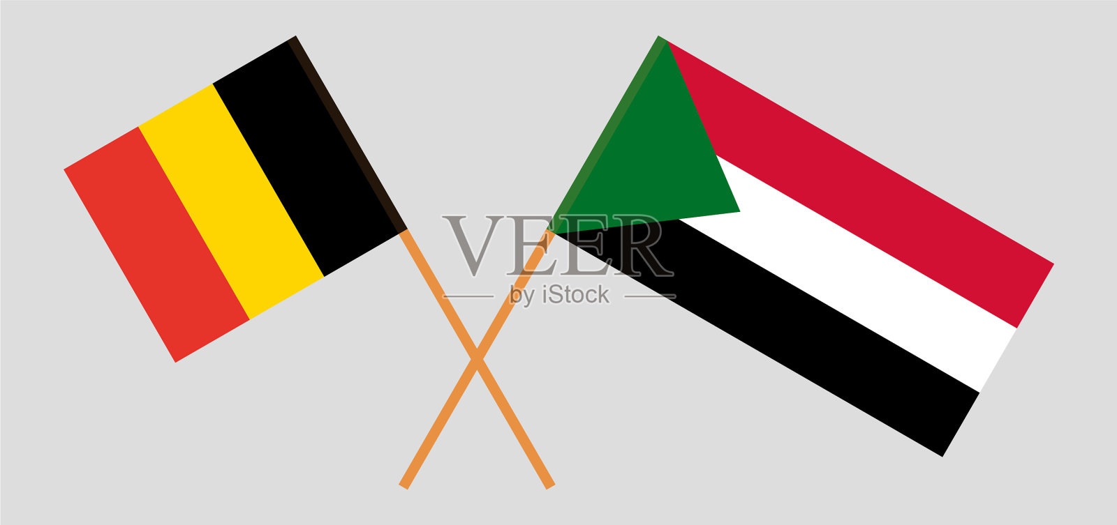 跨越苏丹和比利时的旗帜插画图片素材