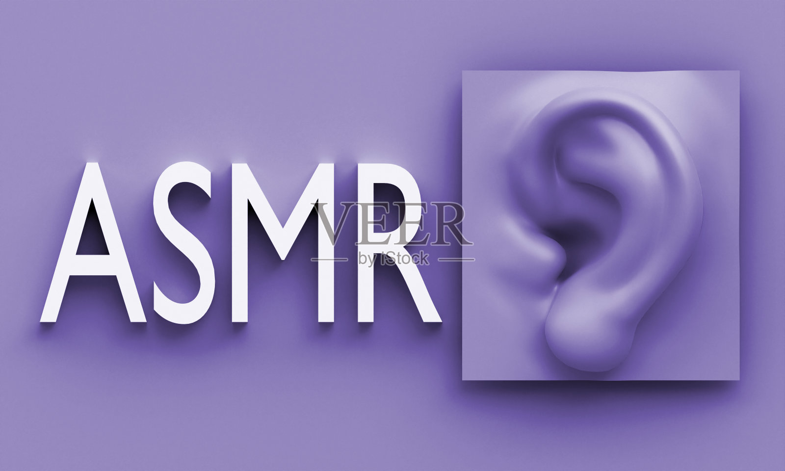 自发性知觉经络反应的概念，用语言听。自主感觉经络反应，3d插图照片摄影图片