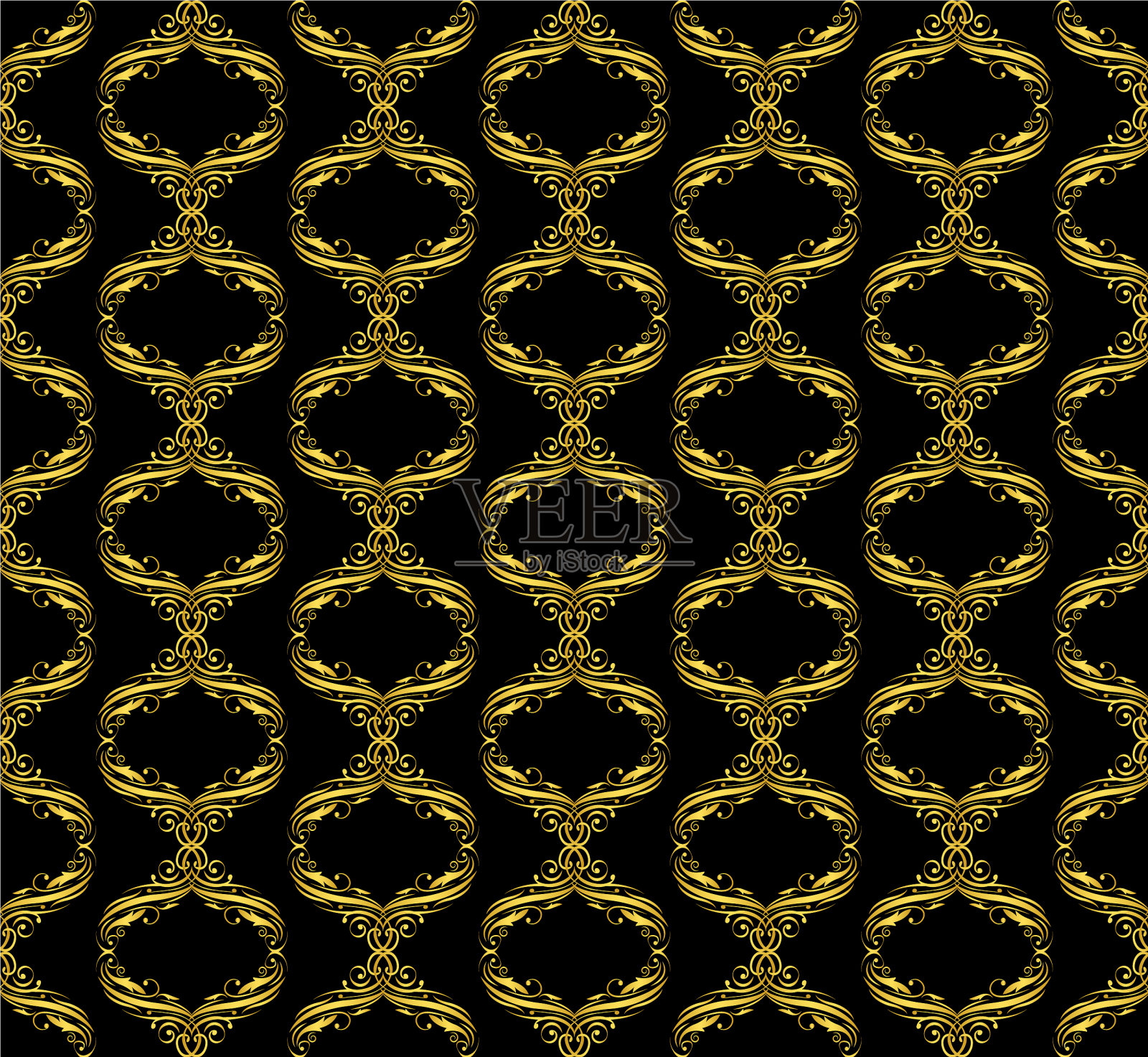 花朵无缝图案金色豪华图案插画图片素材