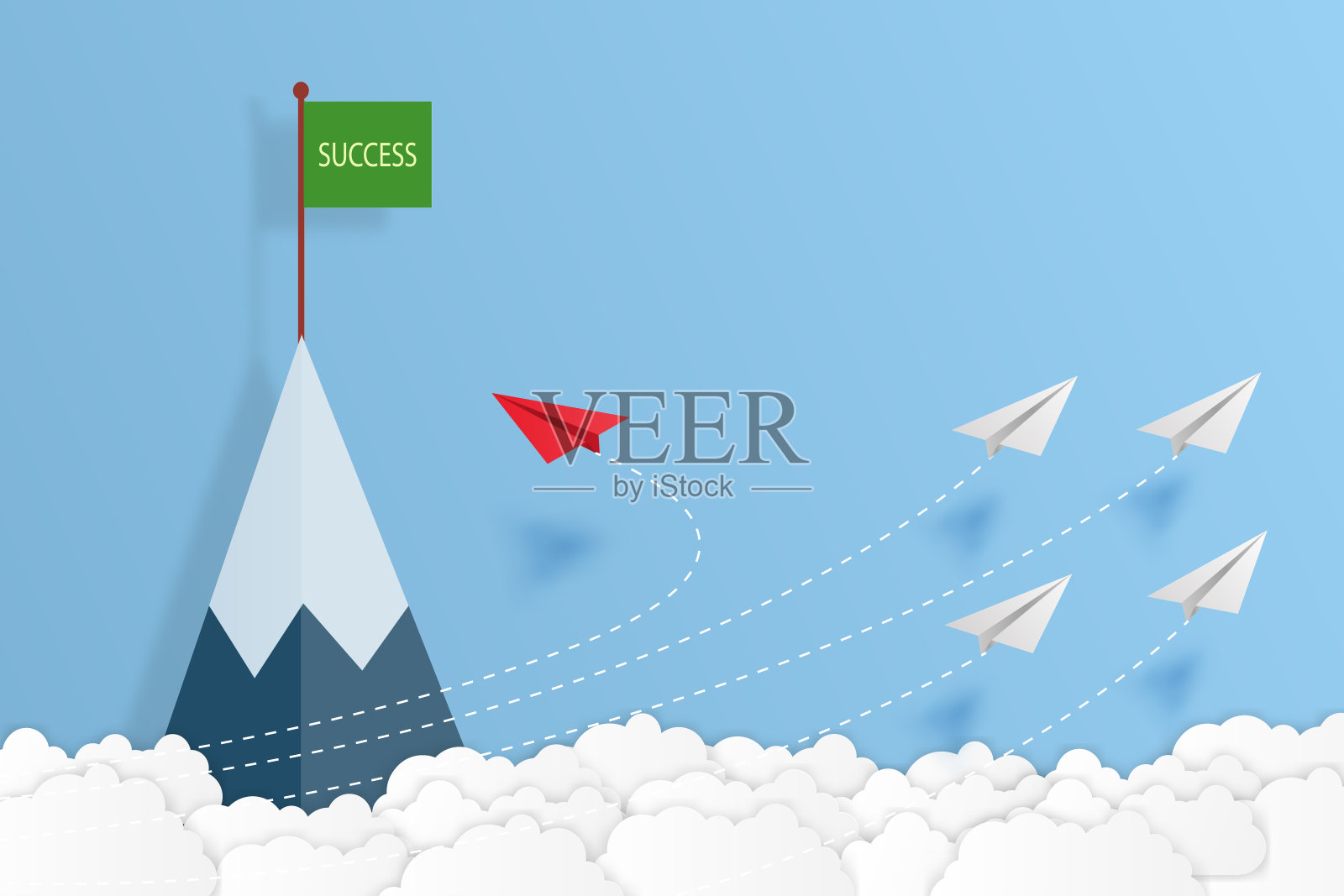 红纸平面变换方向新创意，创意解决方案，潮流，创新，思考不同商业理念的纸艺剪纸风格矢量插画插画图片素材