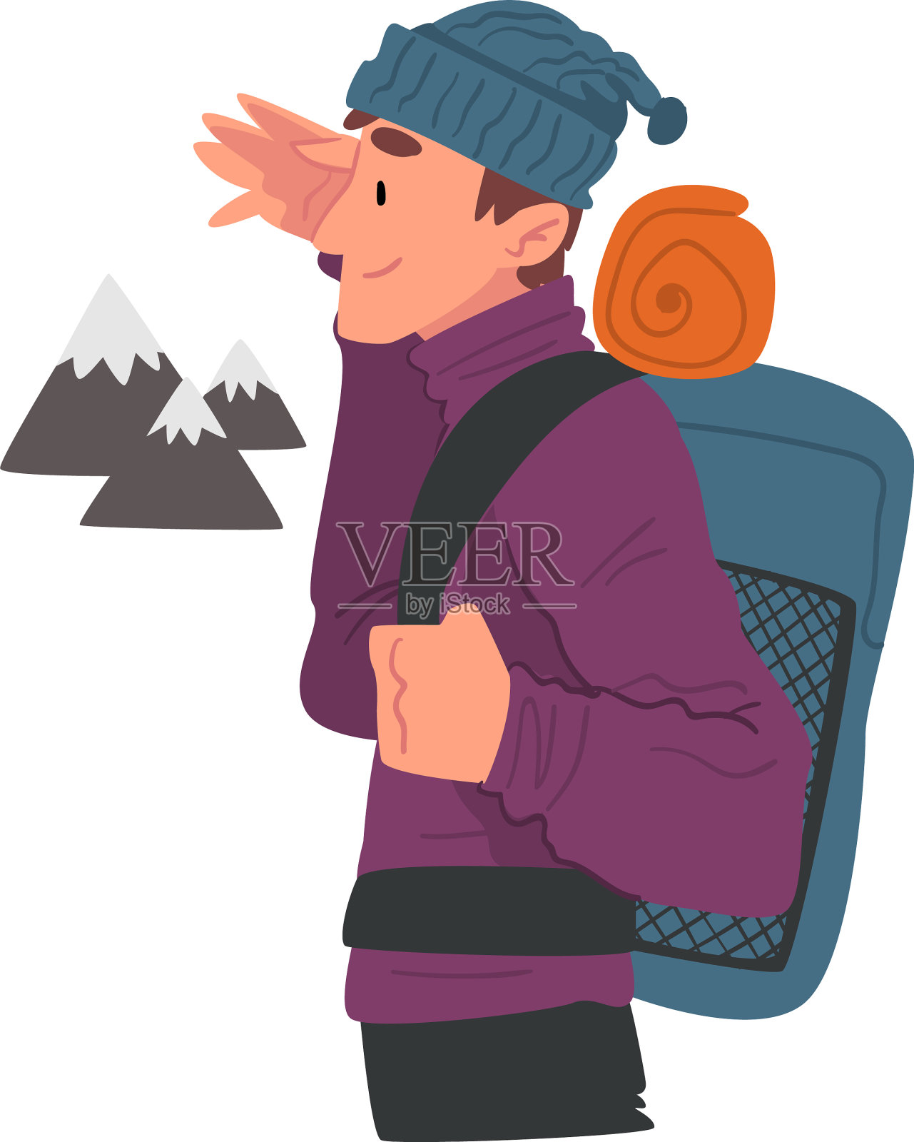 背包旅行的年轻人男性旅行者设计元素图片