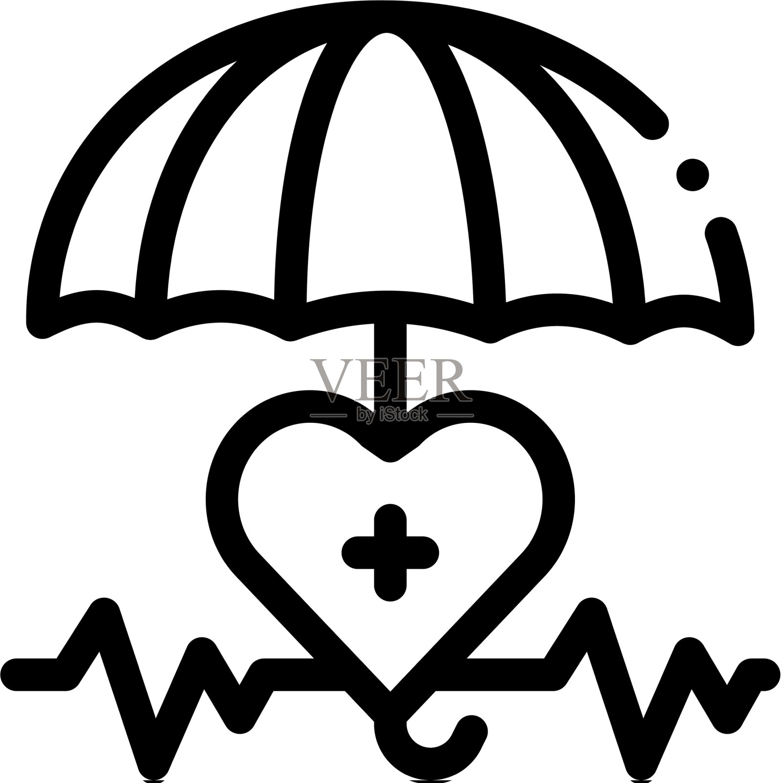 心脏心脏和伞的图标轮廓图标素材