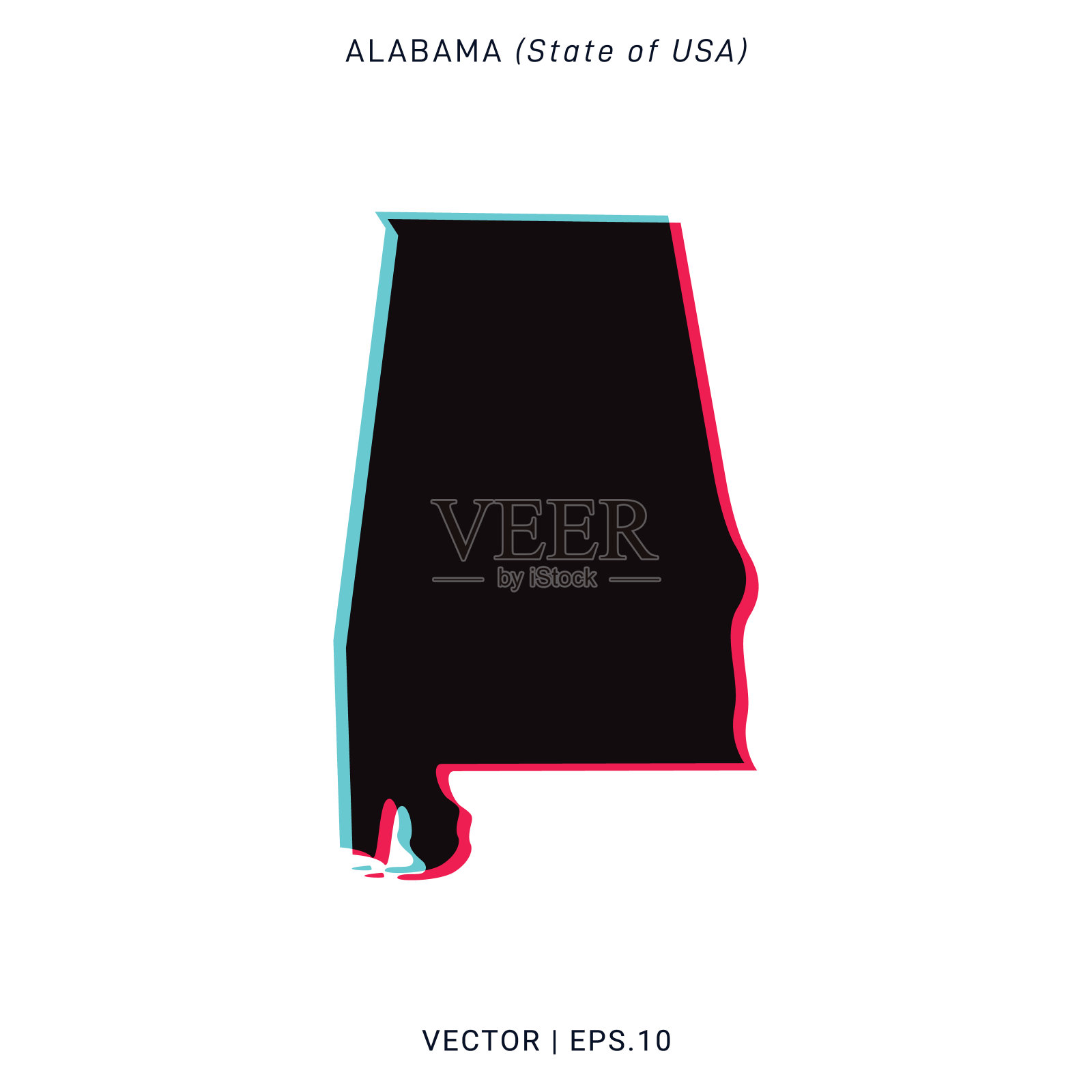 地图阿拉巴马-美国州矢量插图设计模板与现代颜色风格。插画图片素材