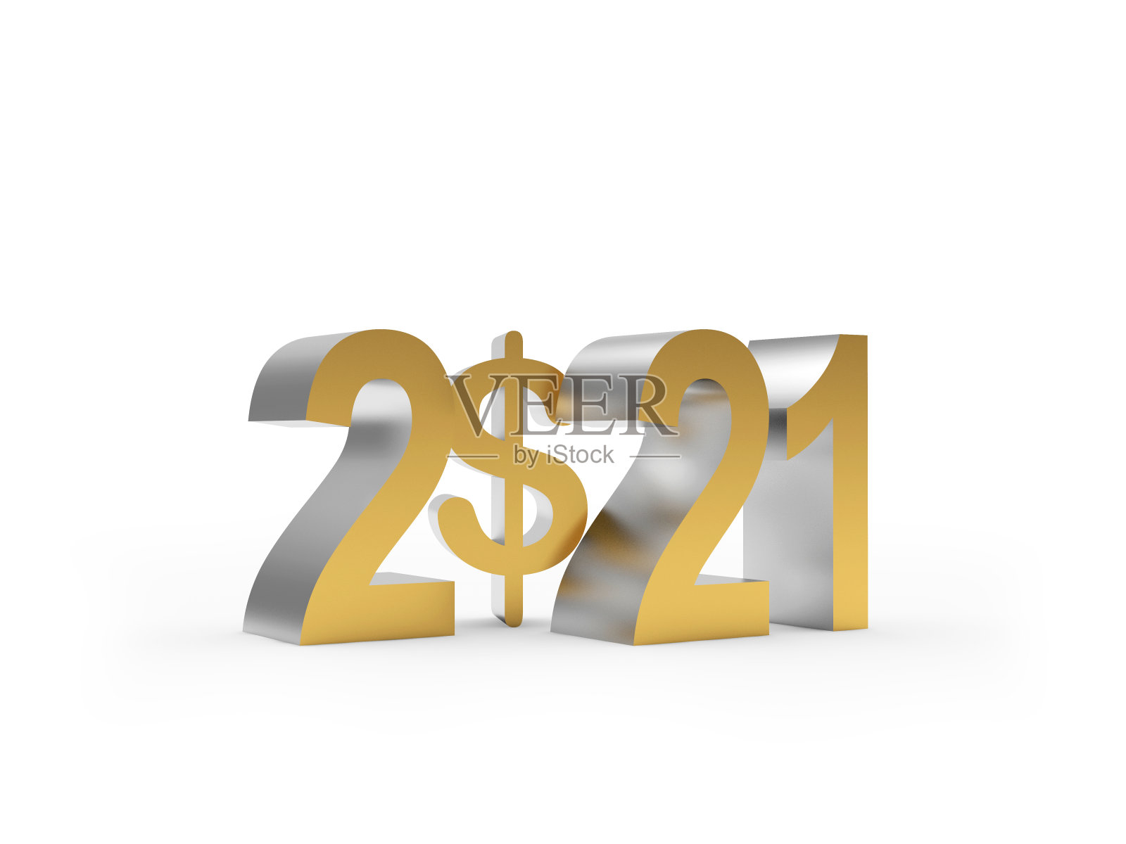 2021年，美元符号孤立在白色上照片摄影图片