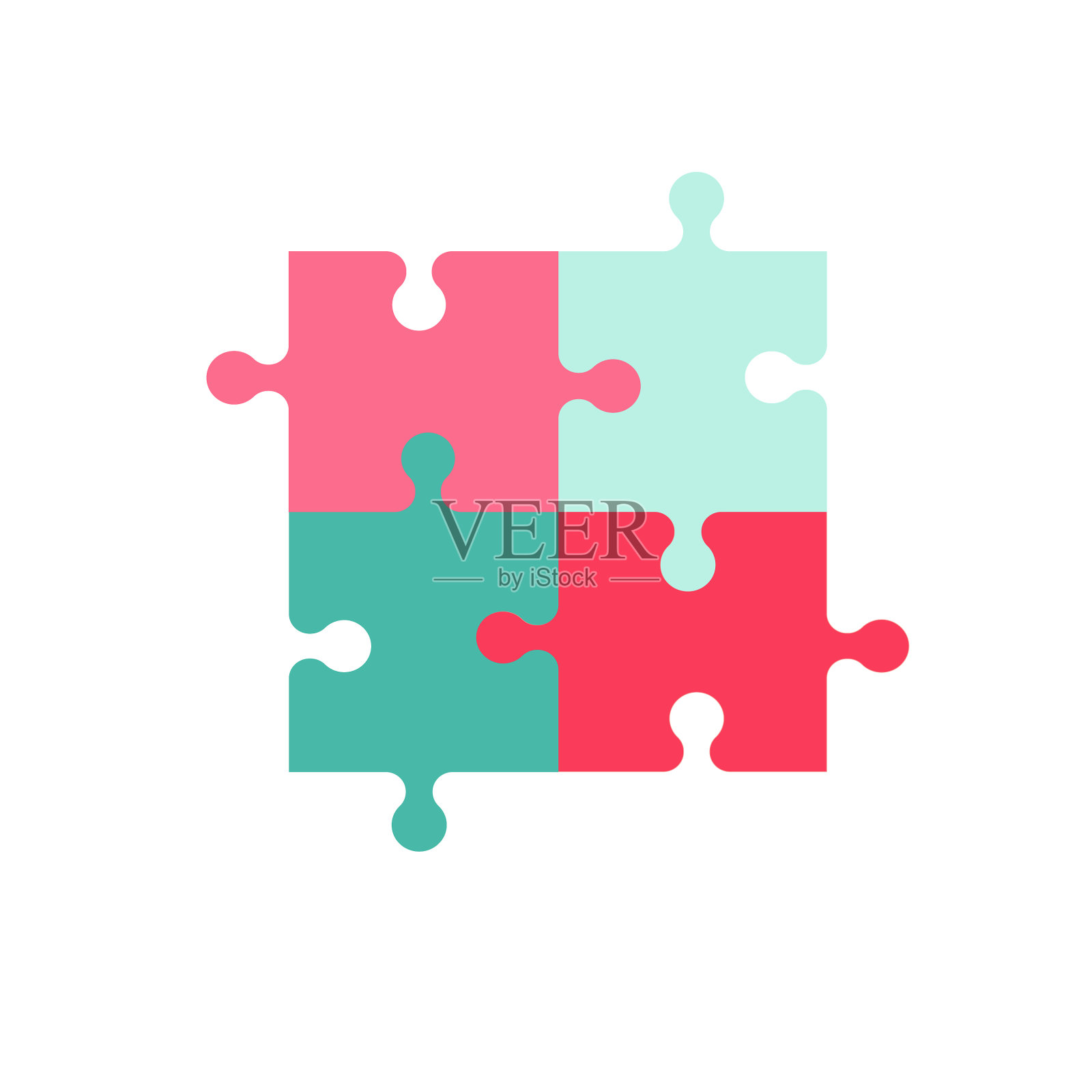 由四个彩色拼图块组成图标素材