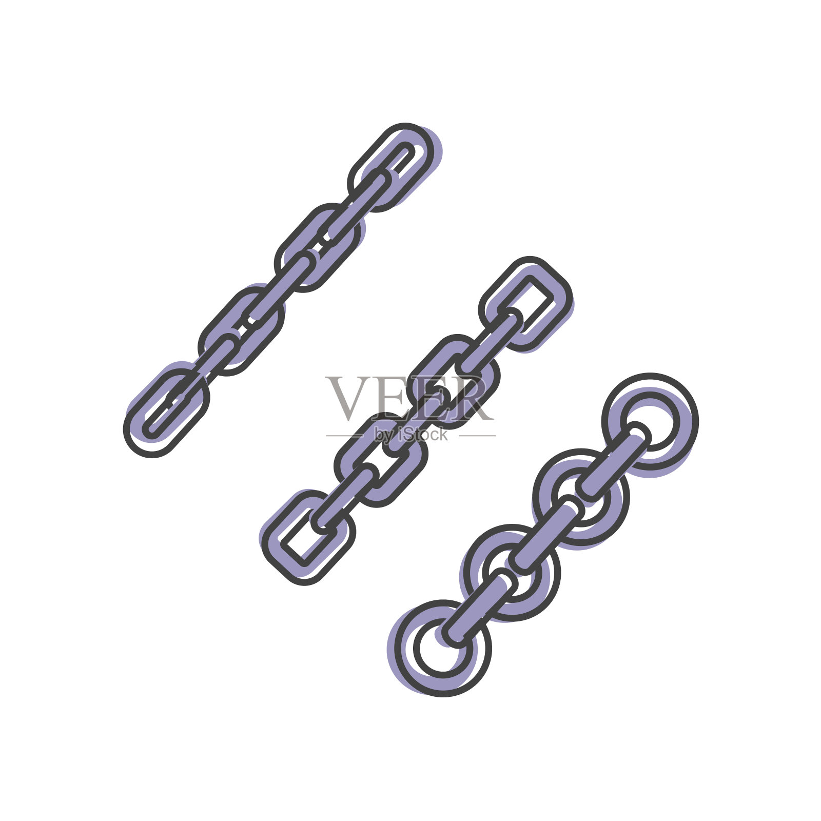 链链接向量图标卡通风格上白色孤立的背景。插画图片素材