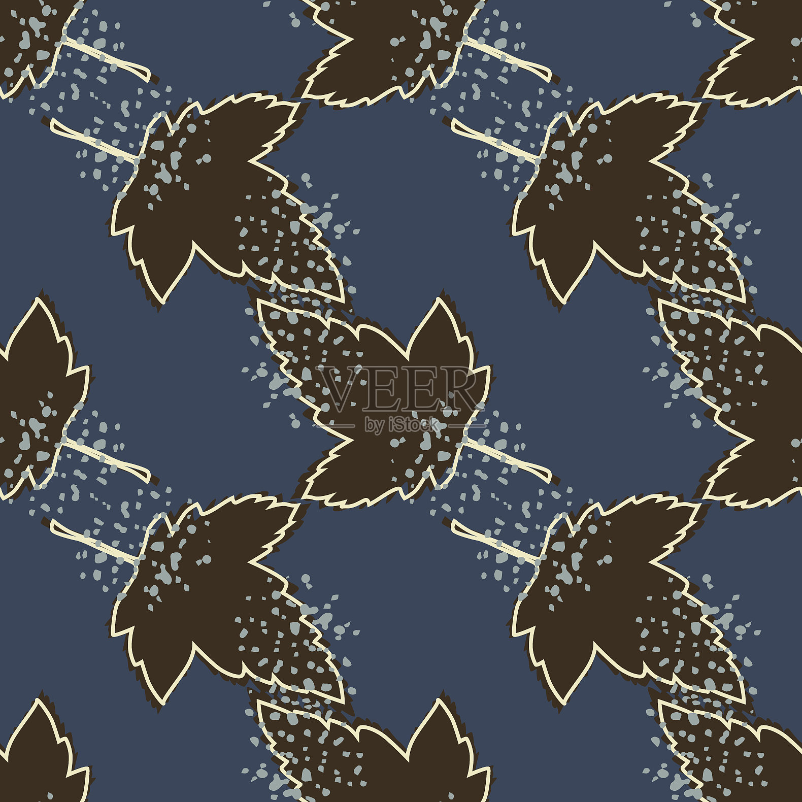 垃圾枫叶无缝图案上的蓝色插画图片素材
