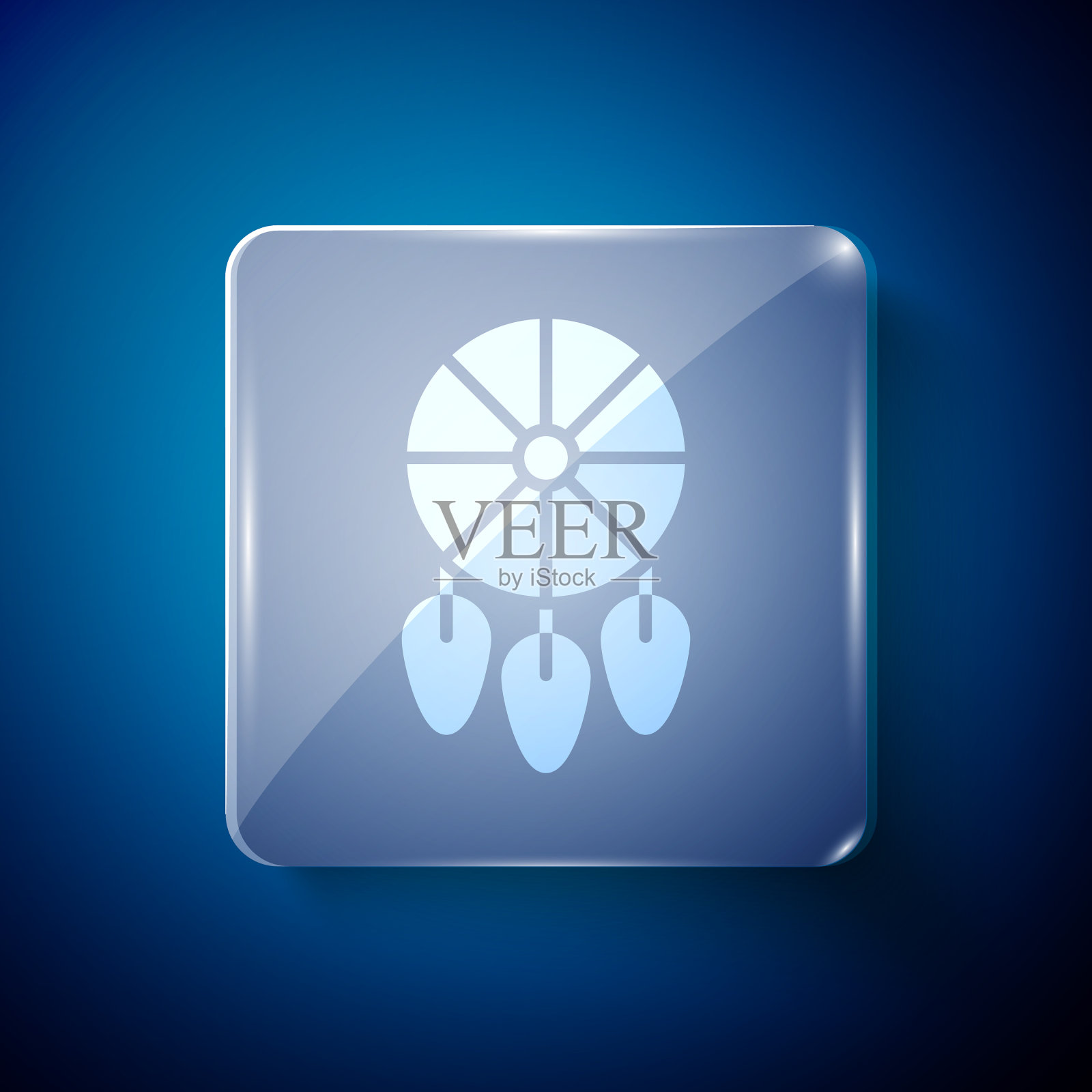 白色捕梦网与羽毛图标隔离插画图片素材