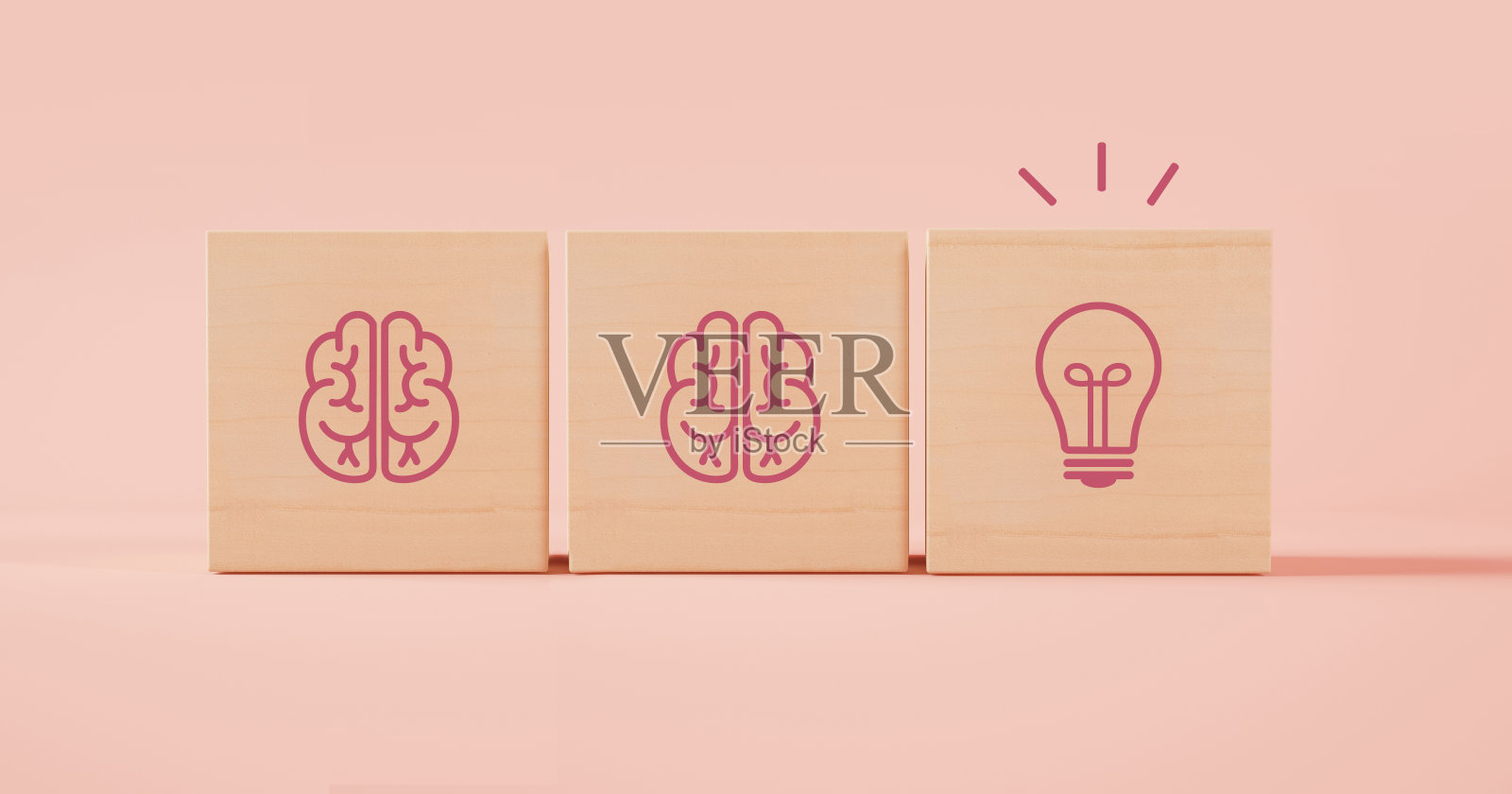 大脑和想法立方体3d渲染照片摄影图片