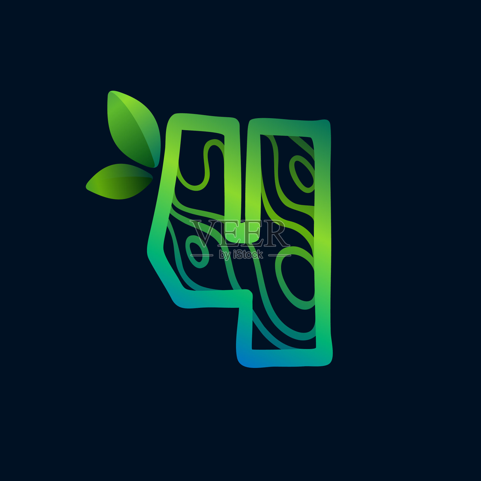 4号标志有生态波浪图案插画图片素材