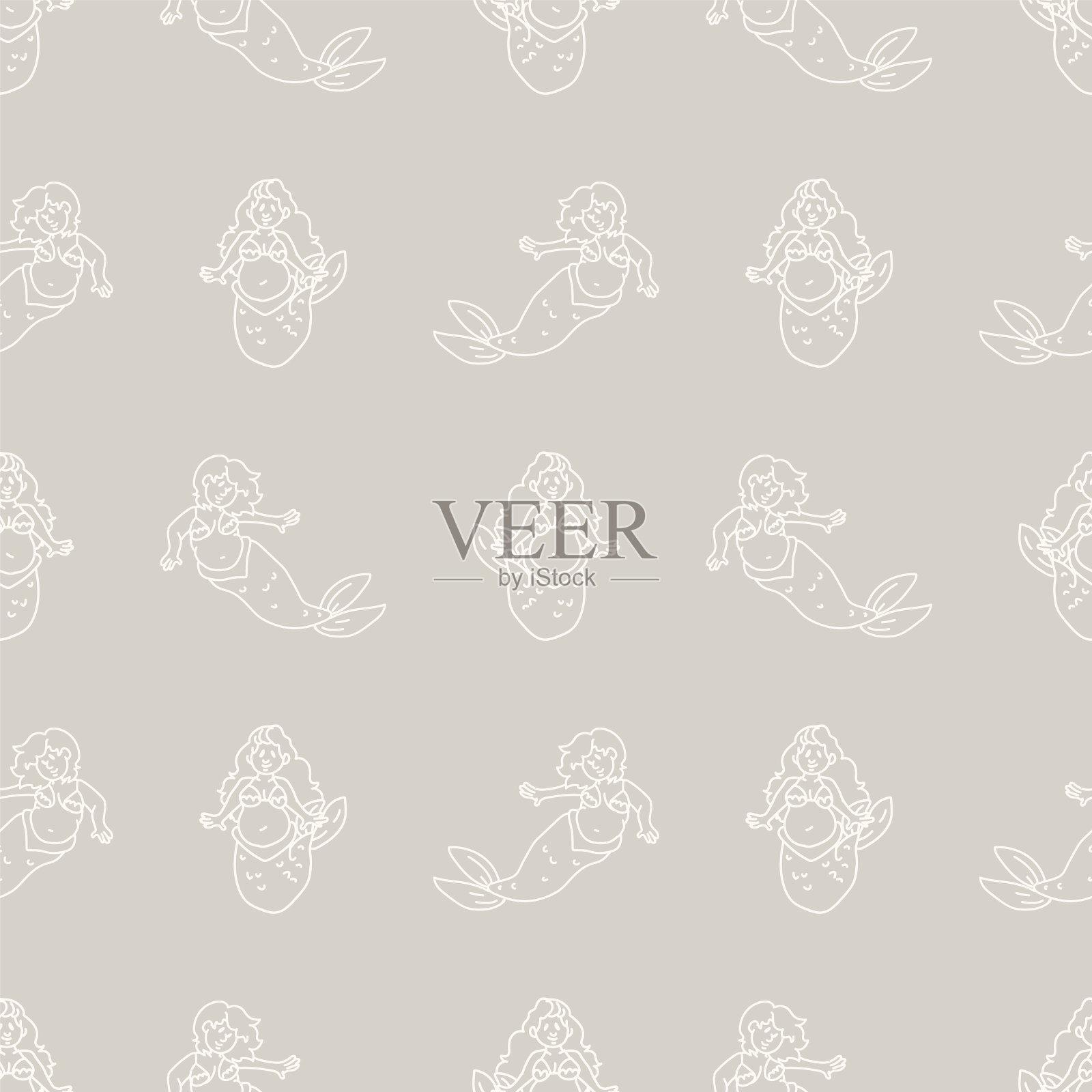 无缝背景两个游泳美人鱼的性别插画图片素材