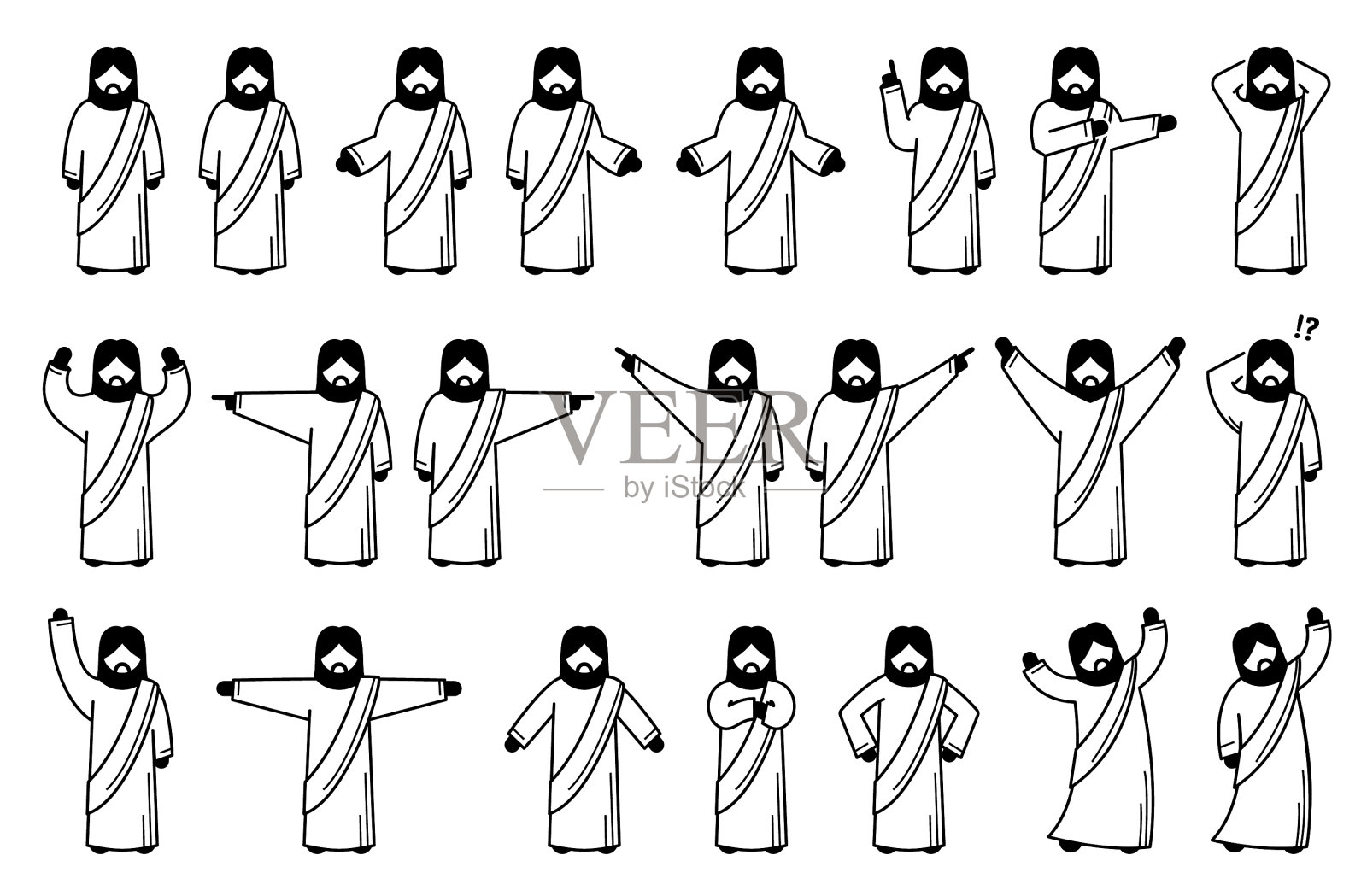 耶稣基督基本站立姿势姿势和插画图片素材