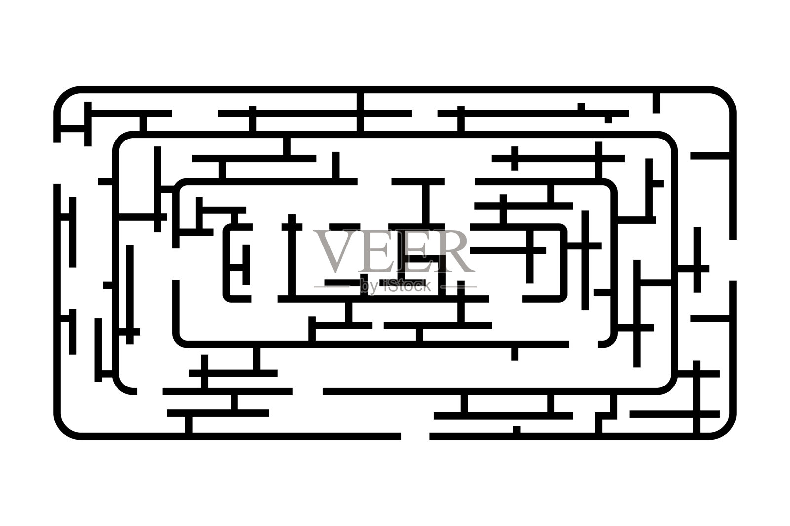 黑色矩形圆角迷宫孤立上插画图片素材