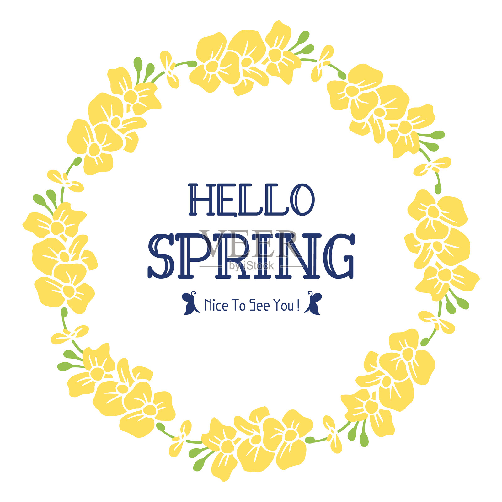 美丽的hello spring请帖设计插画图片素材