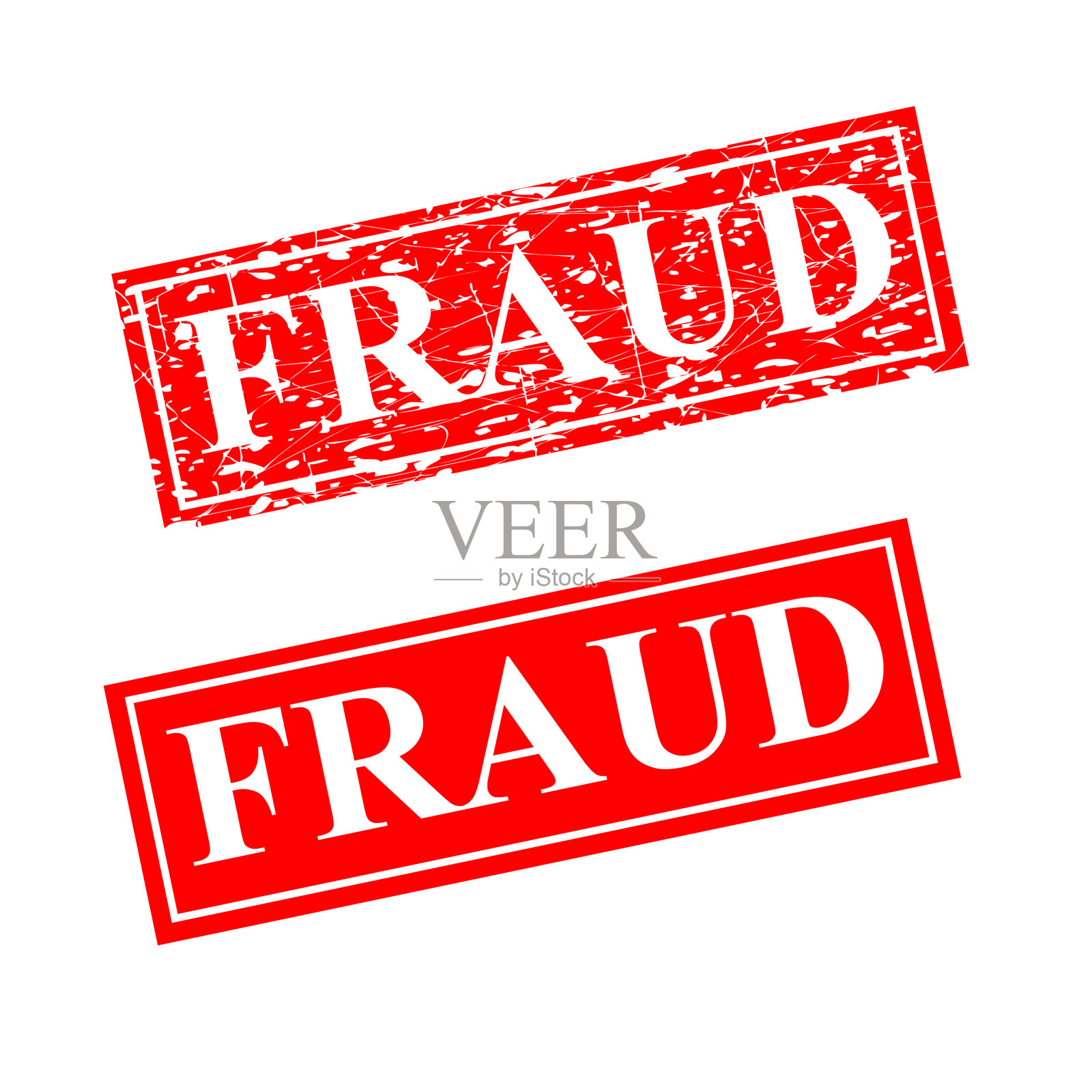 2 .红色橡皮图章欺诈隔离在白色上设计元素图片