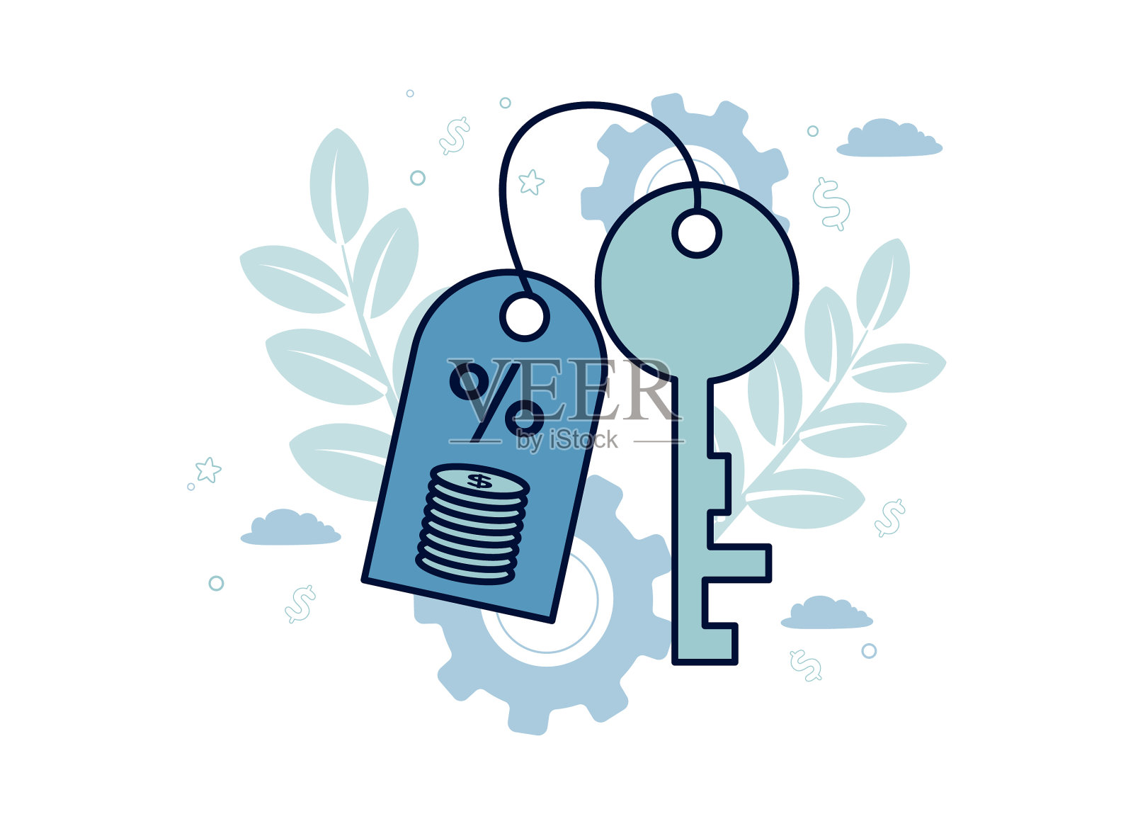 金融抵押用一把钥匙插画图片素材