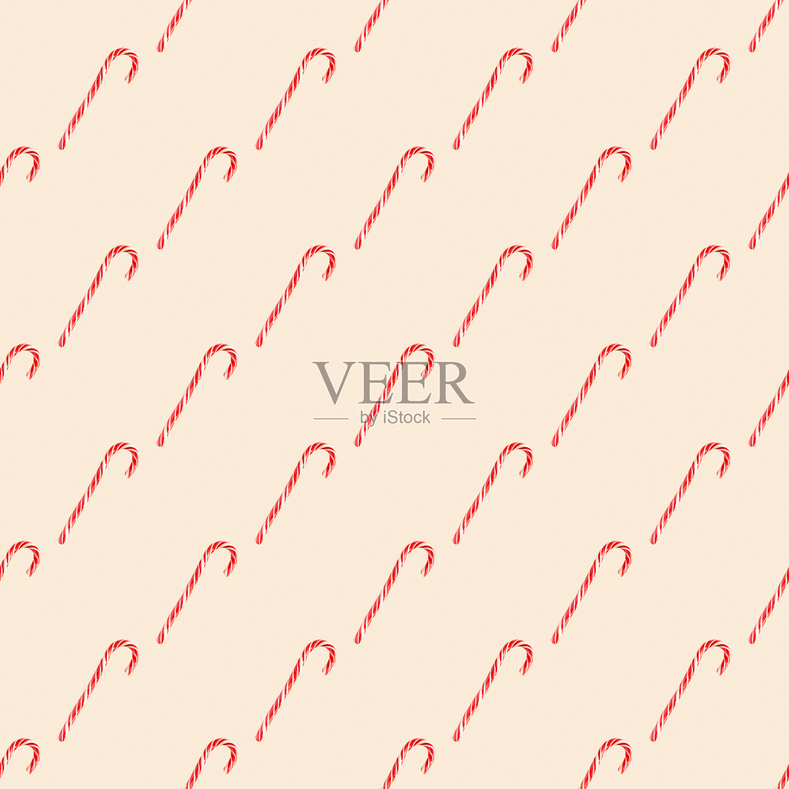 圣诞老人的红色条纹糖果手杖堆叠-无缝图案，装饰。圣诞、新年、寒假气氛照片摄影图片