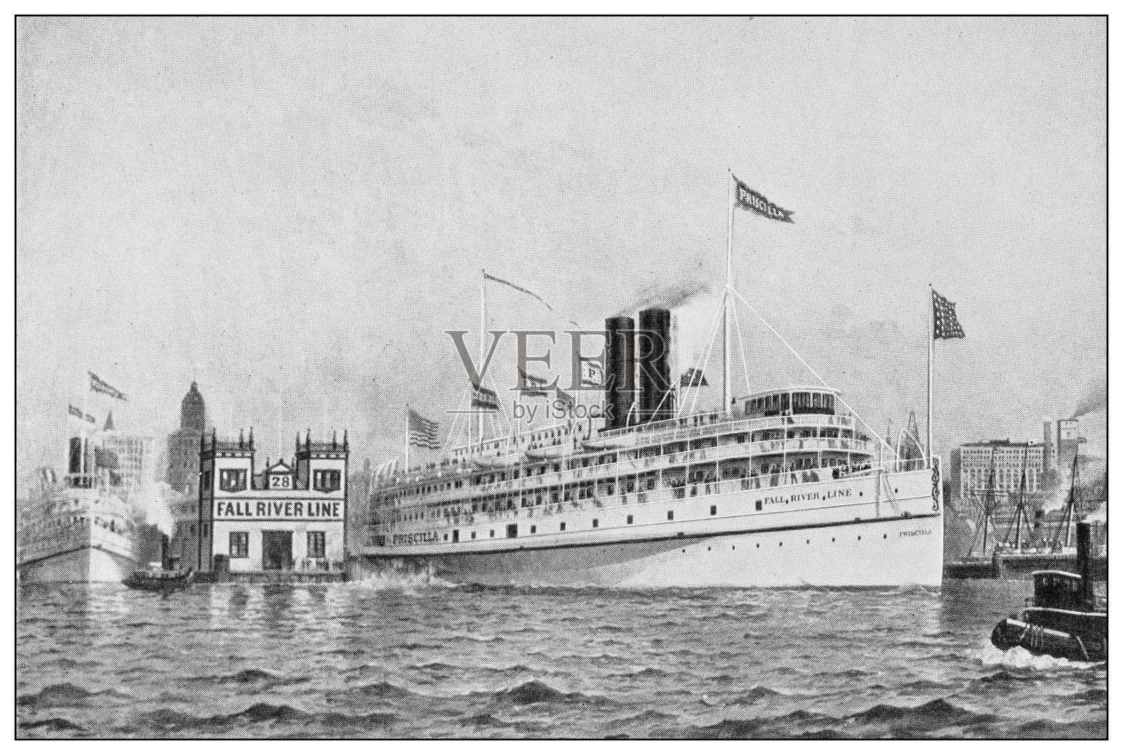 纽约的古董黑白照片:秋河线照片摄影图片