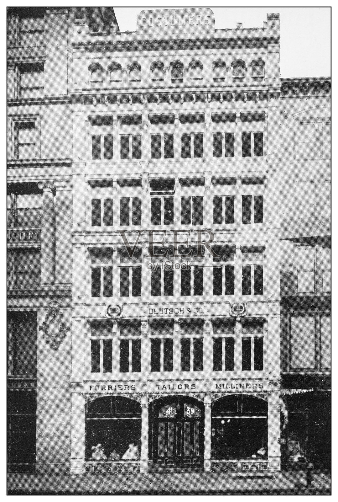 古董黑白照片的纽约:DEUTSCH & CO.，女士服装，套装和斗篷照片摄影图片