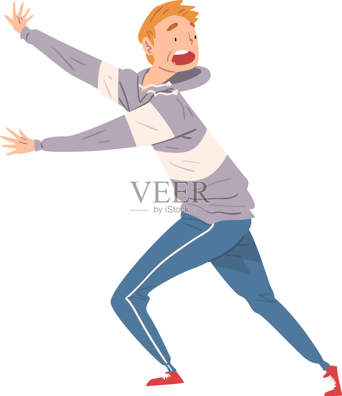 害怕和惊慌奔跑的男人是焦虑还是惊慌设计元素图片