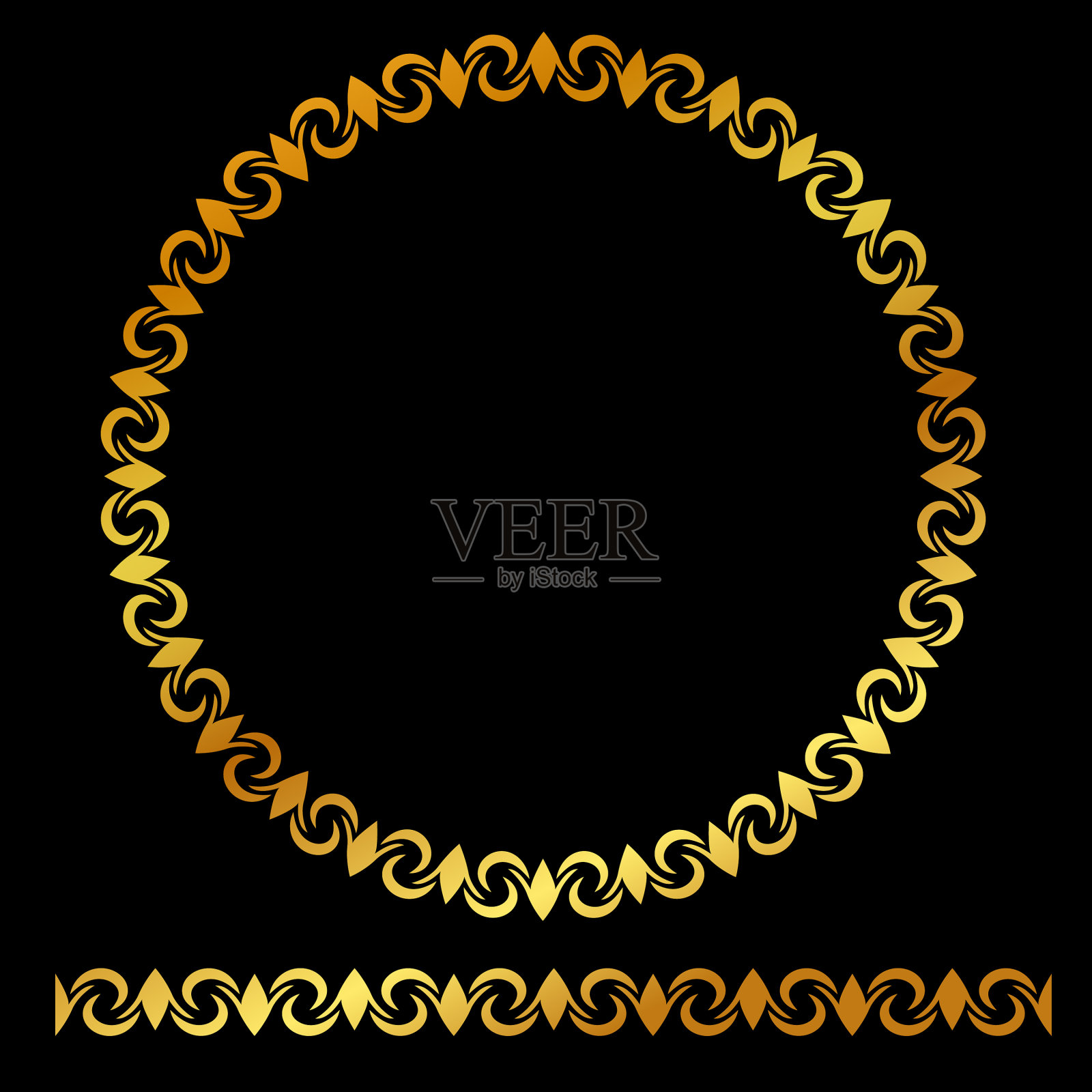 金色圆角圆形花架插画图片素材