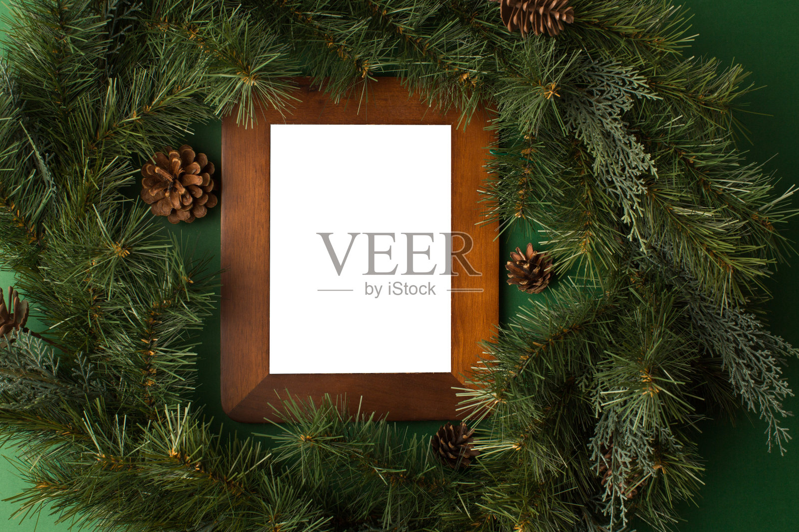 相框，圣诞树和冷杉照片摄影图片