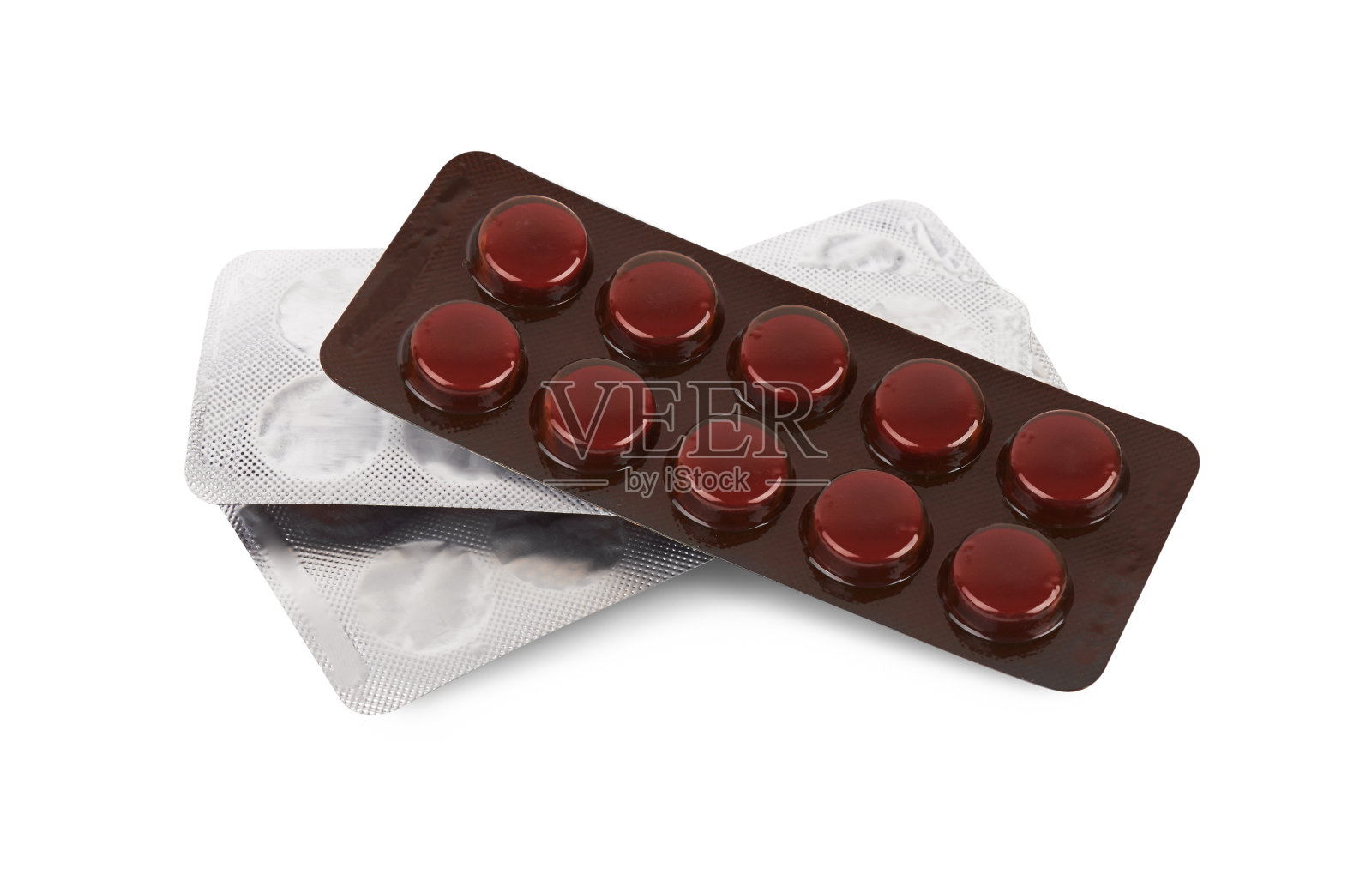 药丸在水泡上孤立白色照片摄影图片