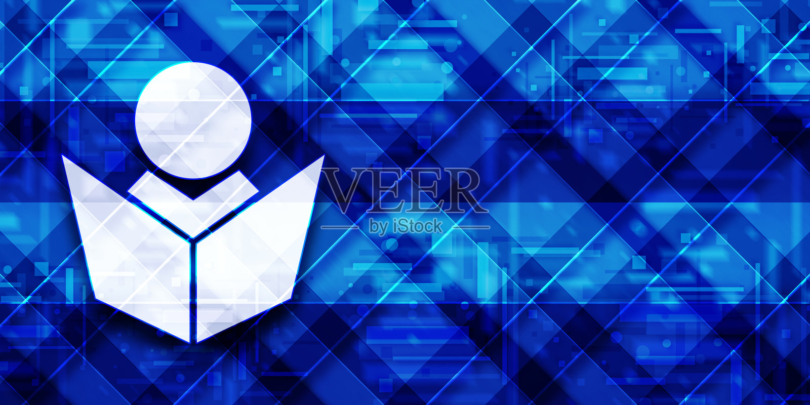 电子学习图标现代玻璃蓝色旗帜背景图案插图插画图片素材