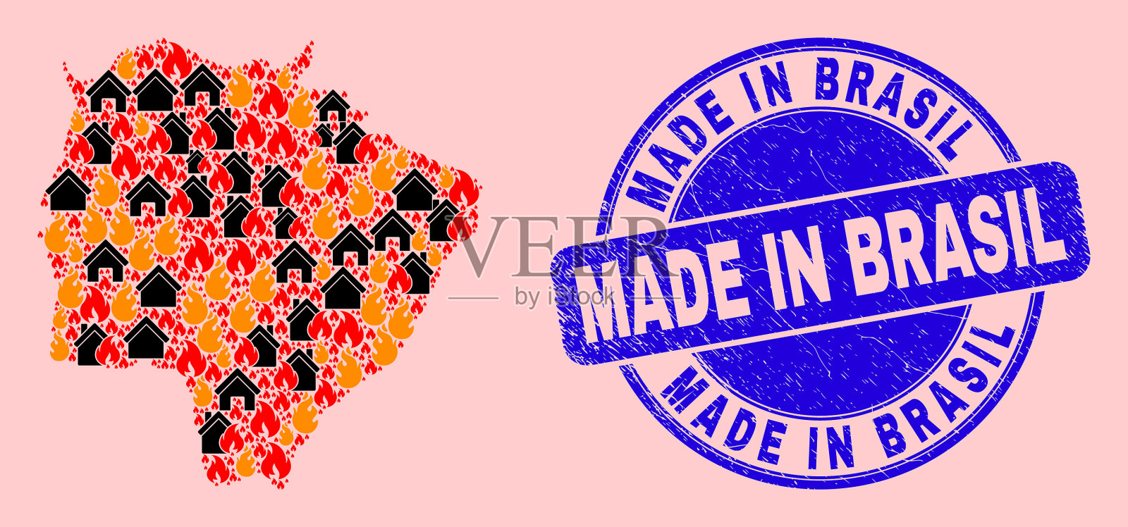 马托格罗索州火焰州地图组成插画图片素材