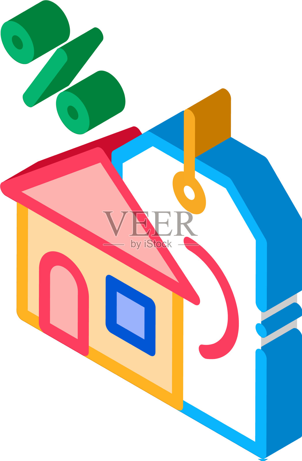 兴趣购房等距图标设计元素图片