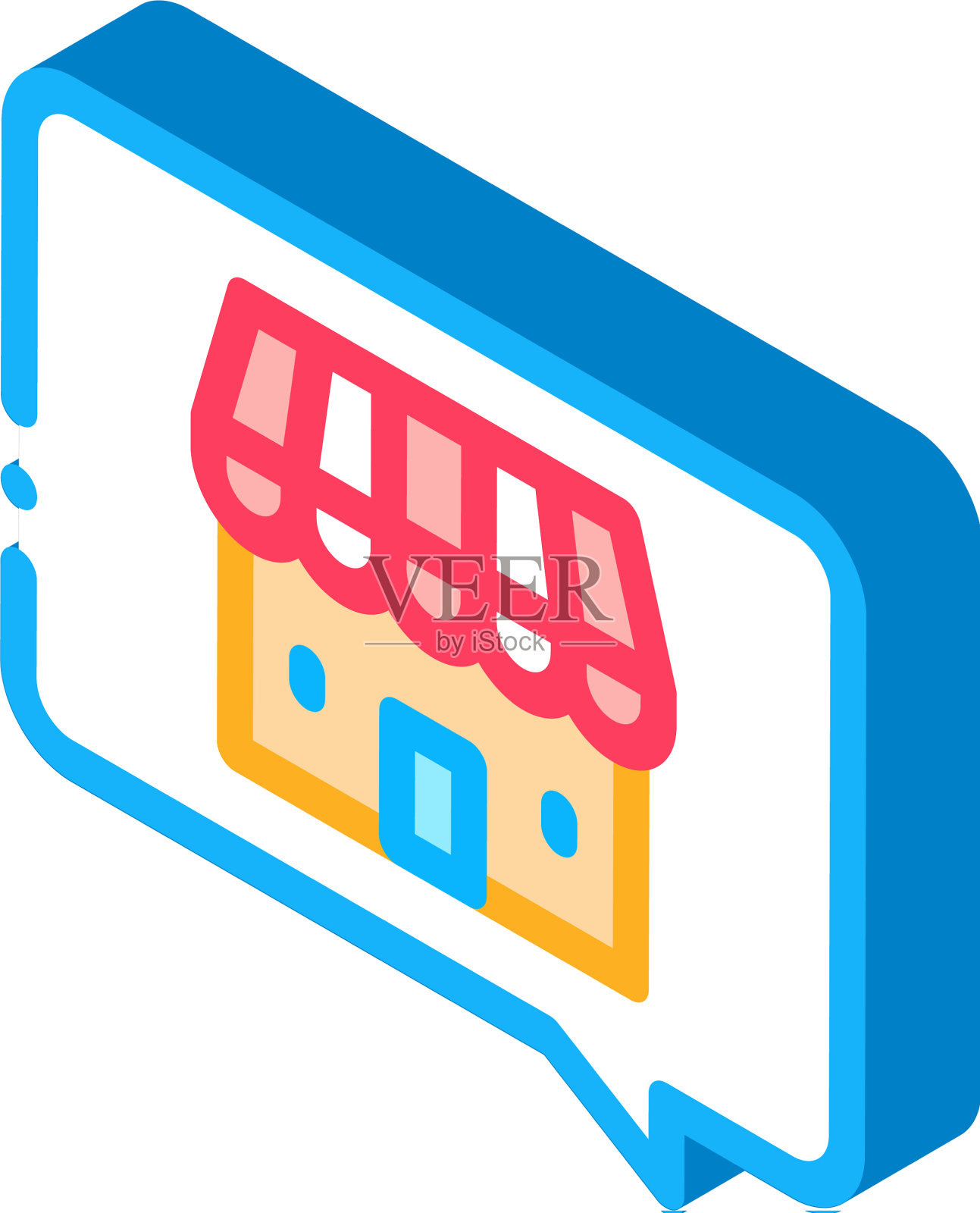 商店在报价框架等距图标设计元素图片