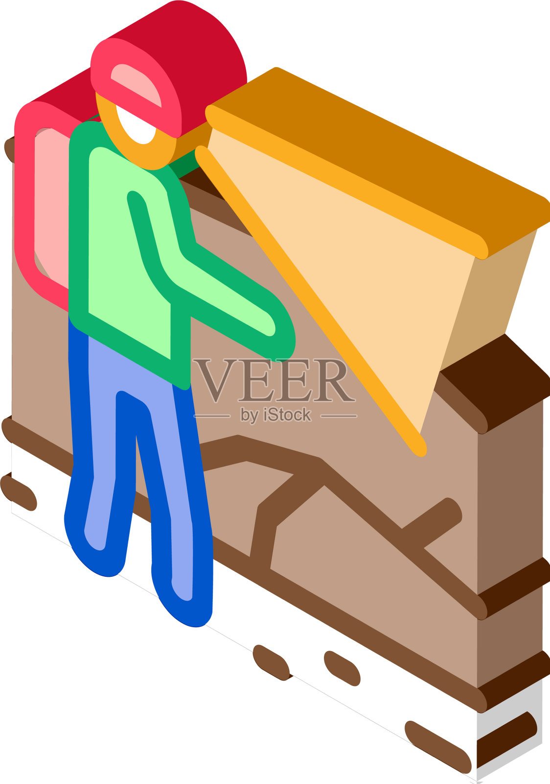 人在洞穴等距图标设计元素图片