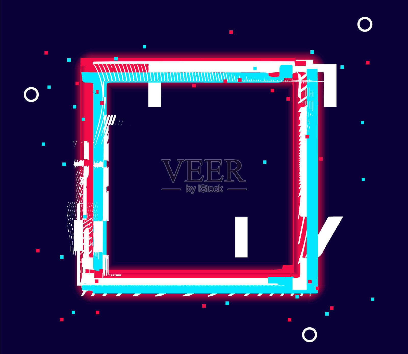 毛刺辉光正方形框架扭曲形状设计模板素材