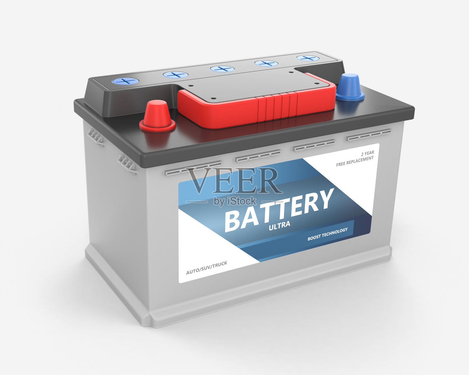 白色背景上的汽车电池照片摄影图片