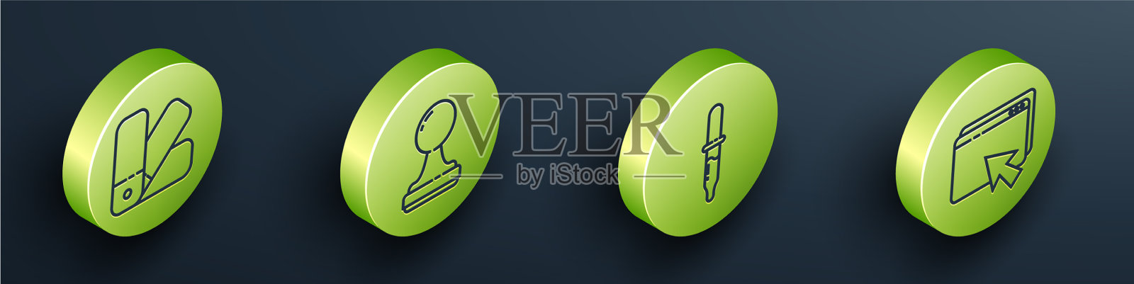 设置等距调色板引导邮票移液管图标素材