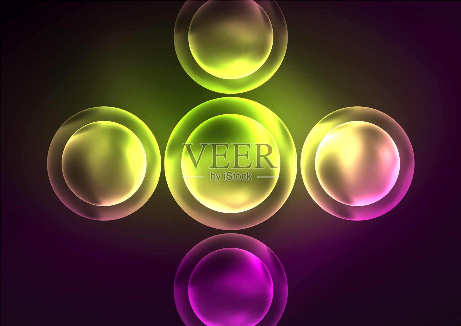 发光的霓虹灯，闪亮的透明气泡玻璃插画图片素材