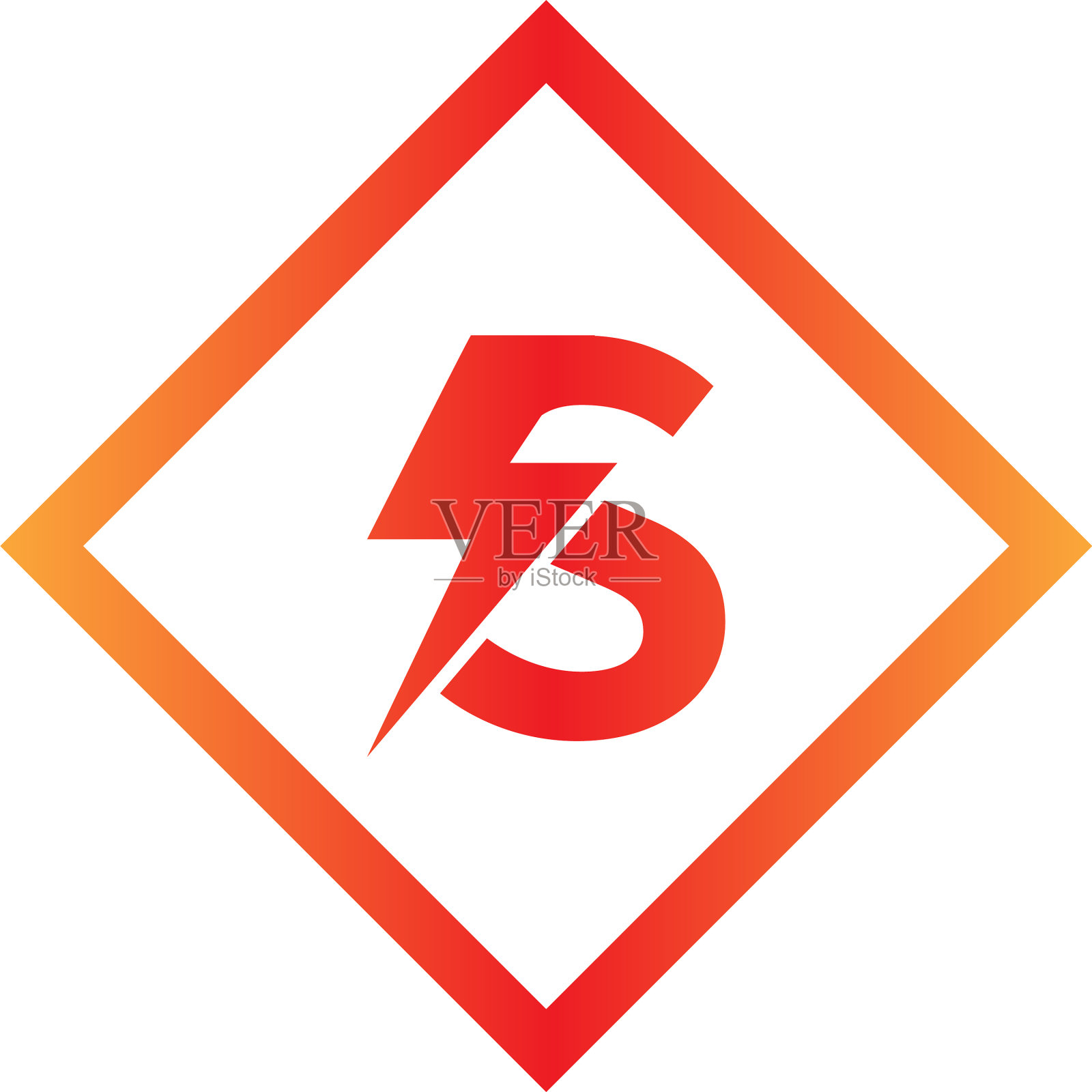 闪电字母标志颜色渐变设计元素图片