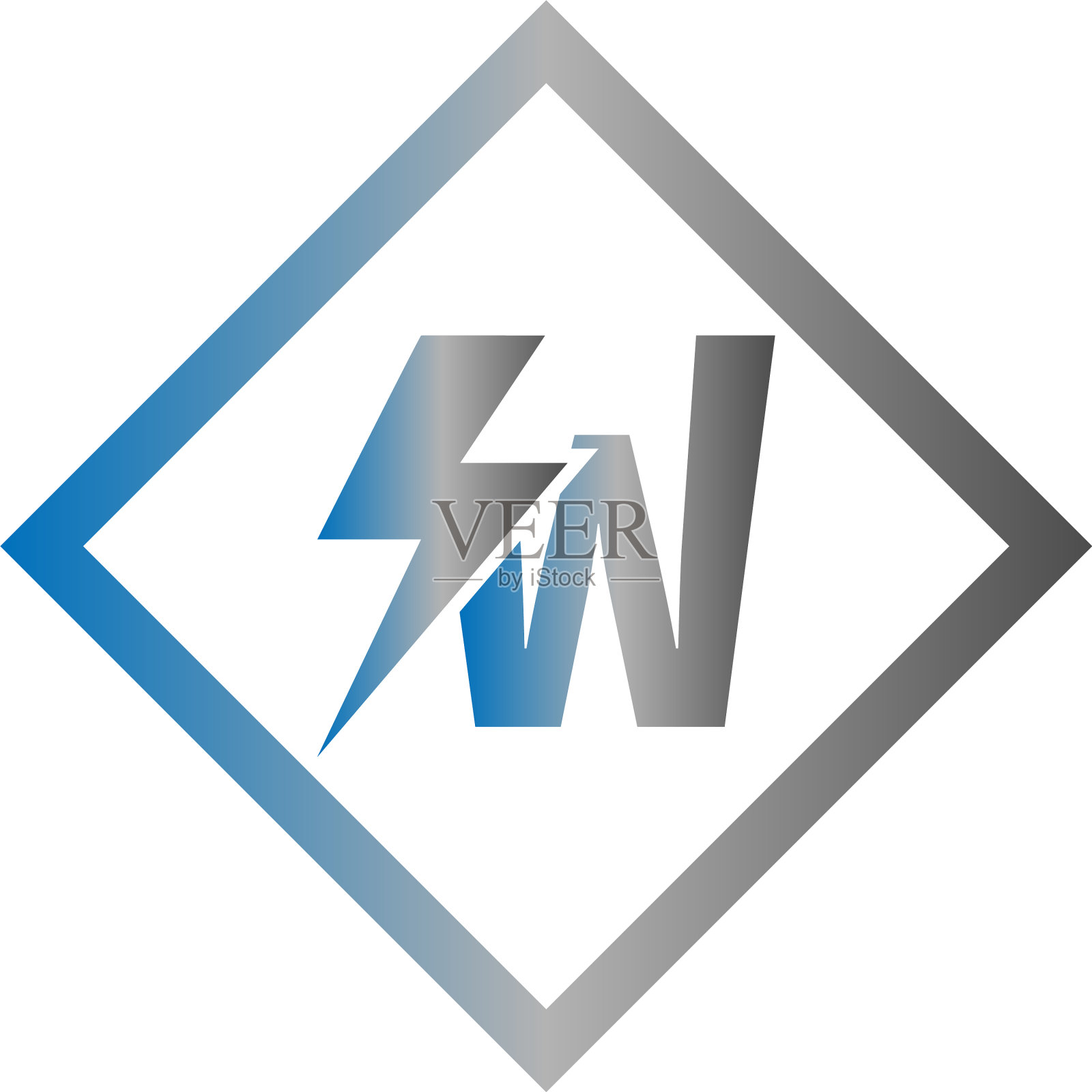 闪电字母w标志型渐变颜色设计元素图片
