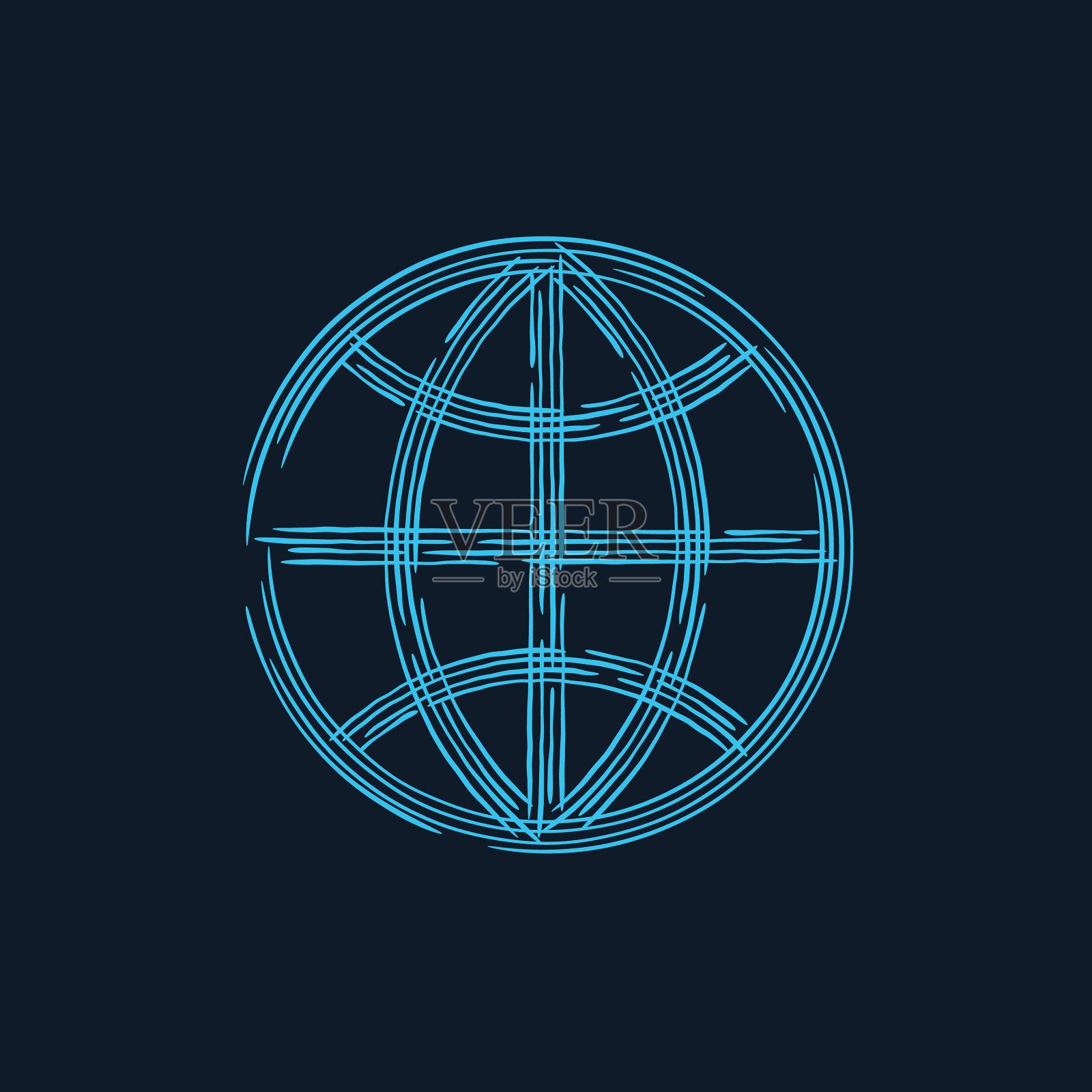 手绘的地球仪图标在线性笔刷风格股票插画图片素材