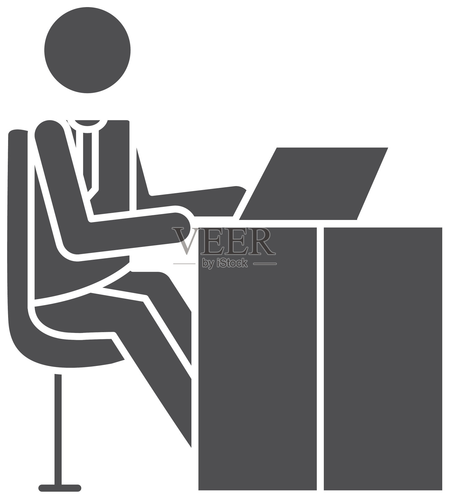 图标人工作在办公室办公桌图标设计元素图片