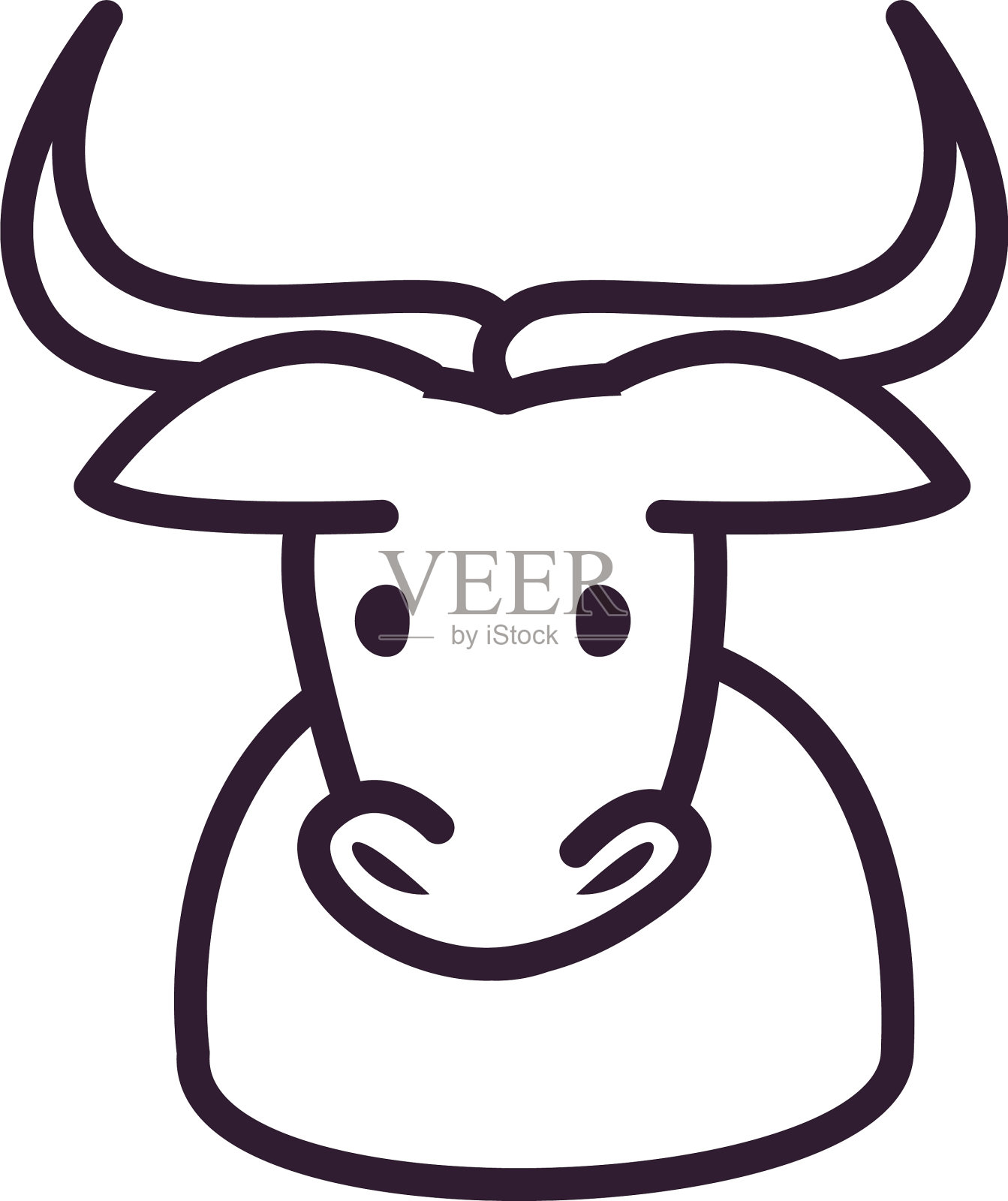 可爱的牛头卡通线风格图标设计元素图片