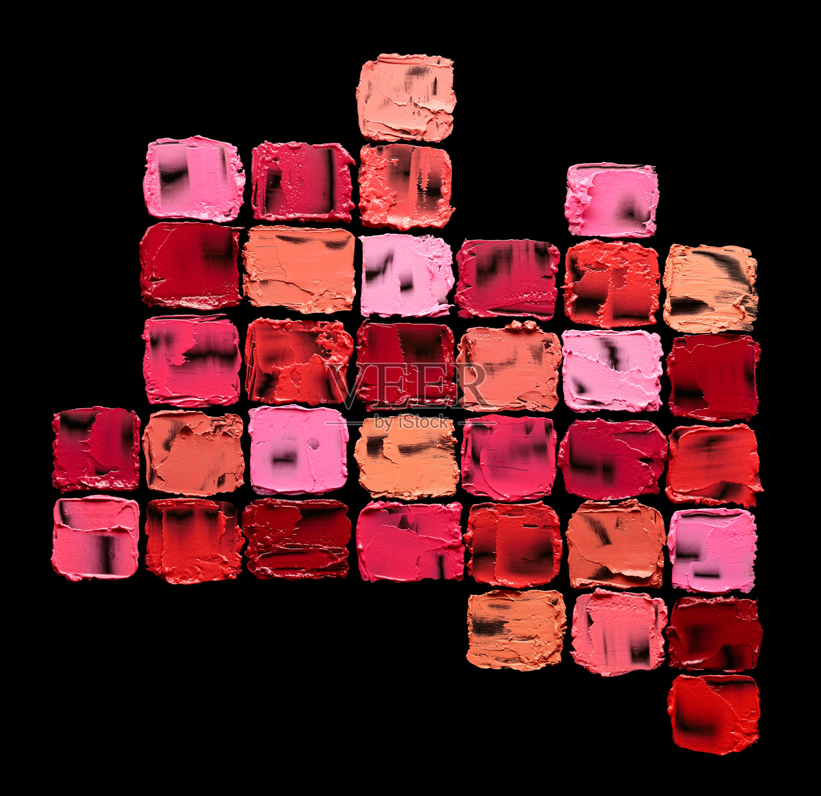 一套不同颜色的方形口红样本照片摄影图片