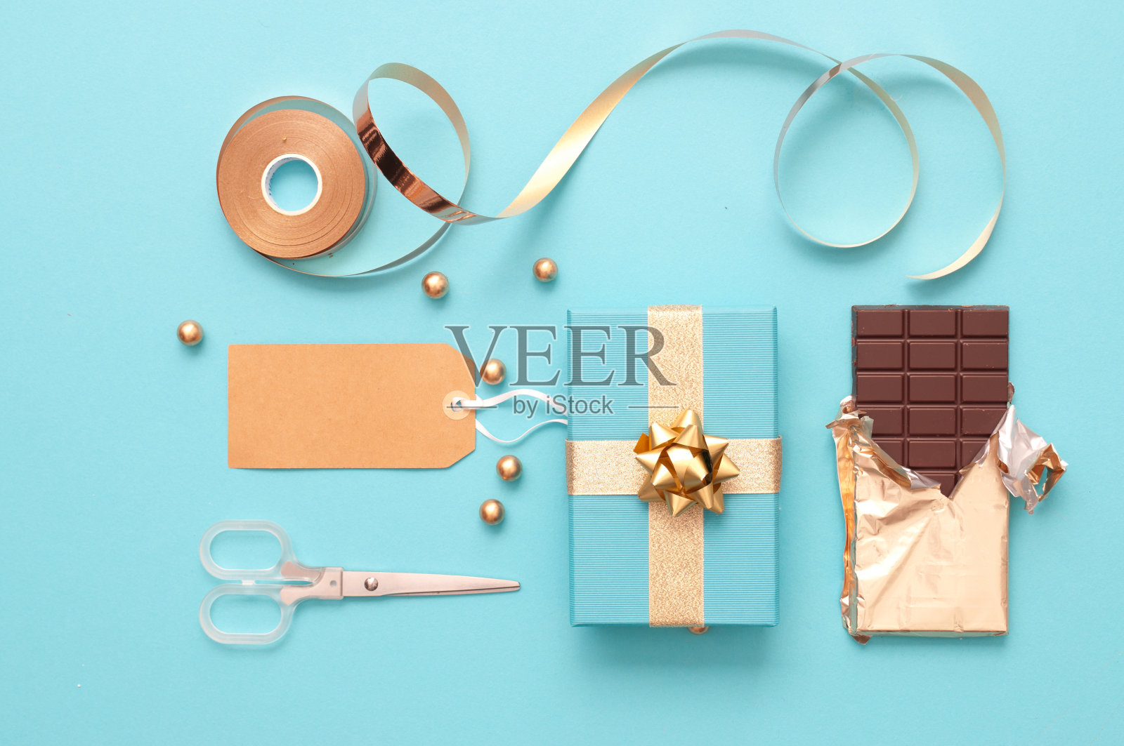 圣诞礼物配件俯视图照片摄影图片