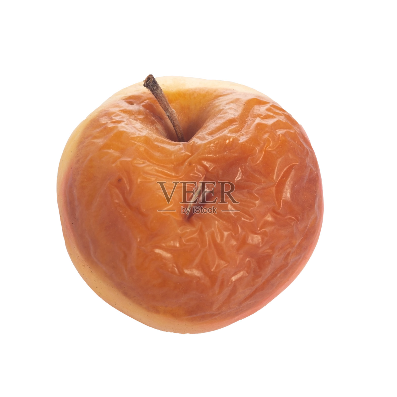 坏了的苹果，特写，孤立在白色背景上照片摄影图片