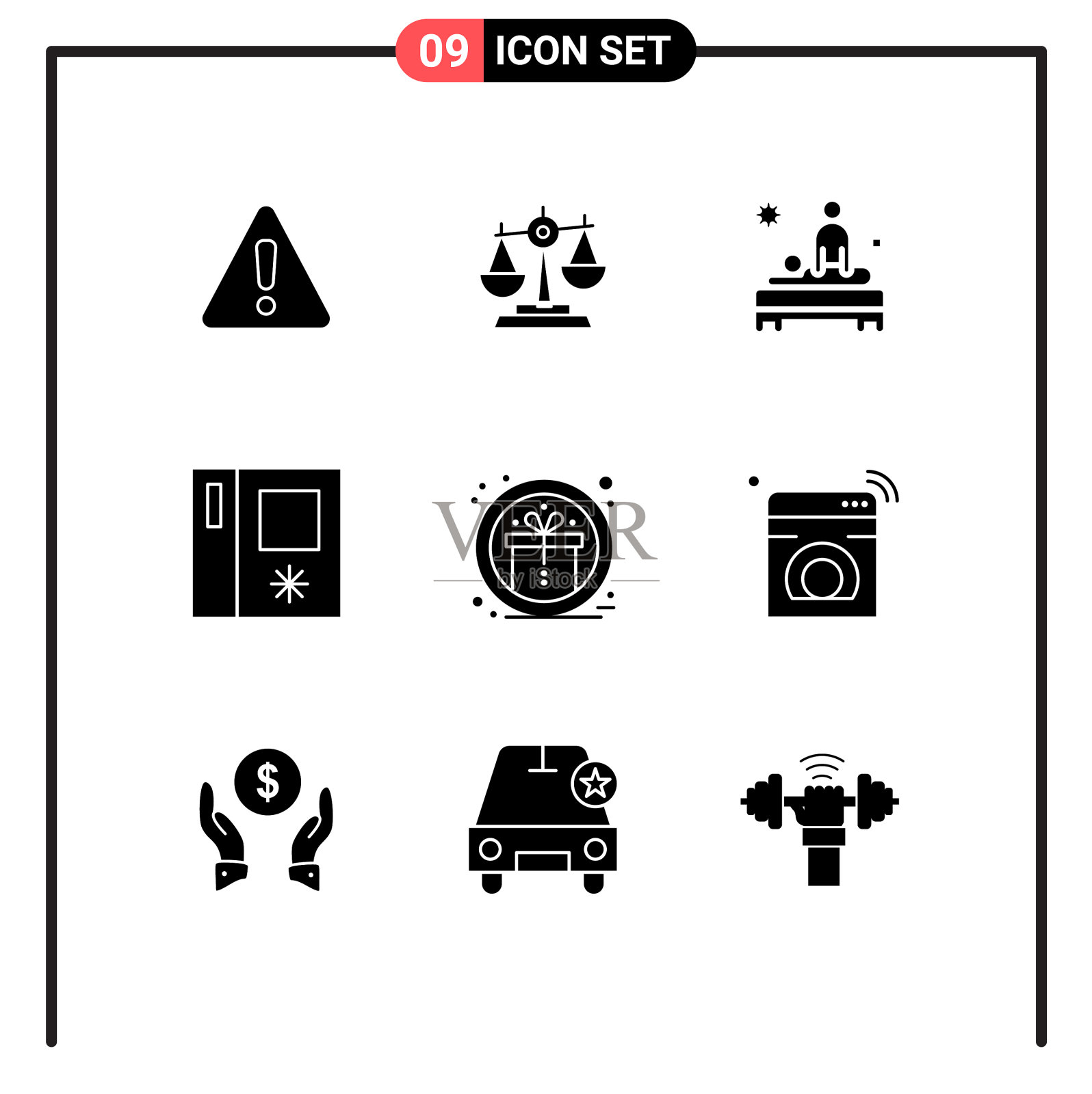 现代set 9 solid字形象形冰箱插画图片素材